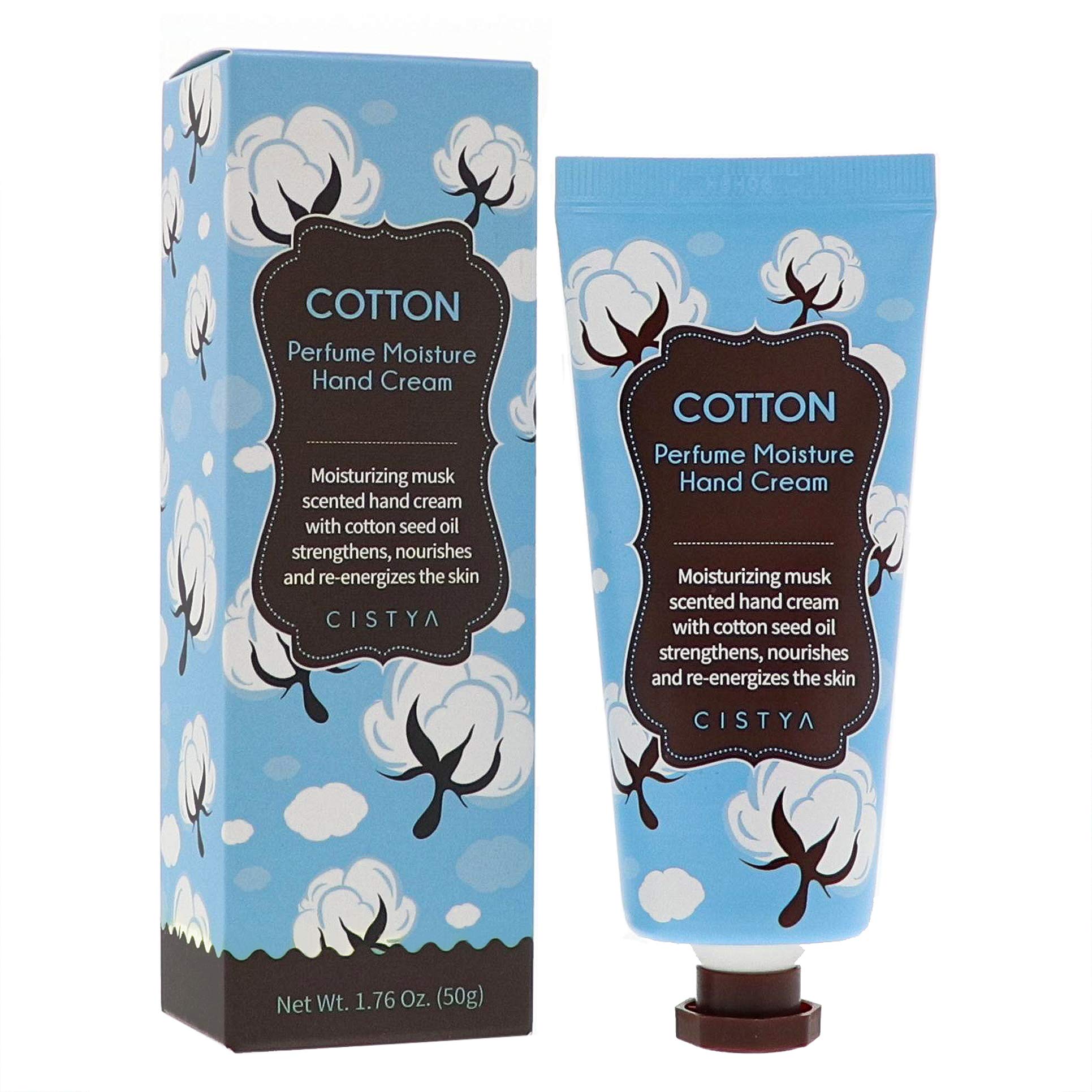 Cistya Cotton Perfume Moisture Hand Cream Grape Seed Oil - Rich in Fatty Acids and Vitamin E - Hydrates, Protects Against Skin Damage, and Reduces the Appearance of Blemishes and Wrinkles,1.76 oz