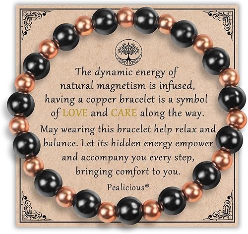 Pulseras magnéticas de cobre para mujer, 99.9% de cobre puro con 3800 imanes Gauss, regalos de cumpleaños para ella, pulseras elásticas para mujer