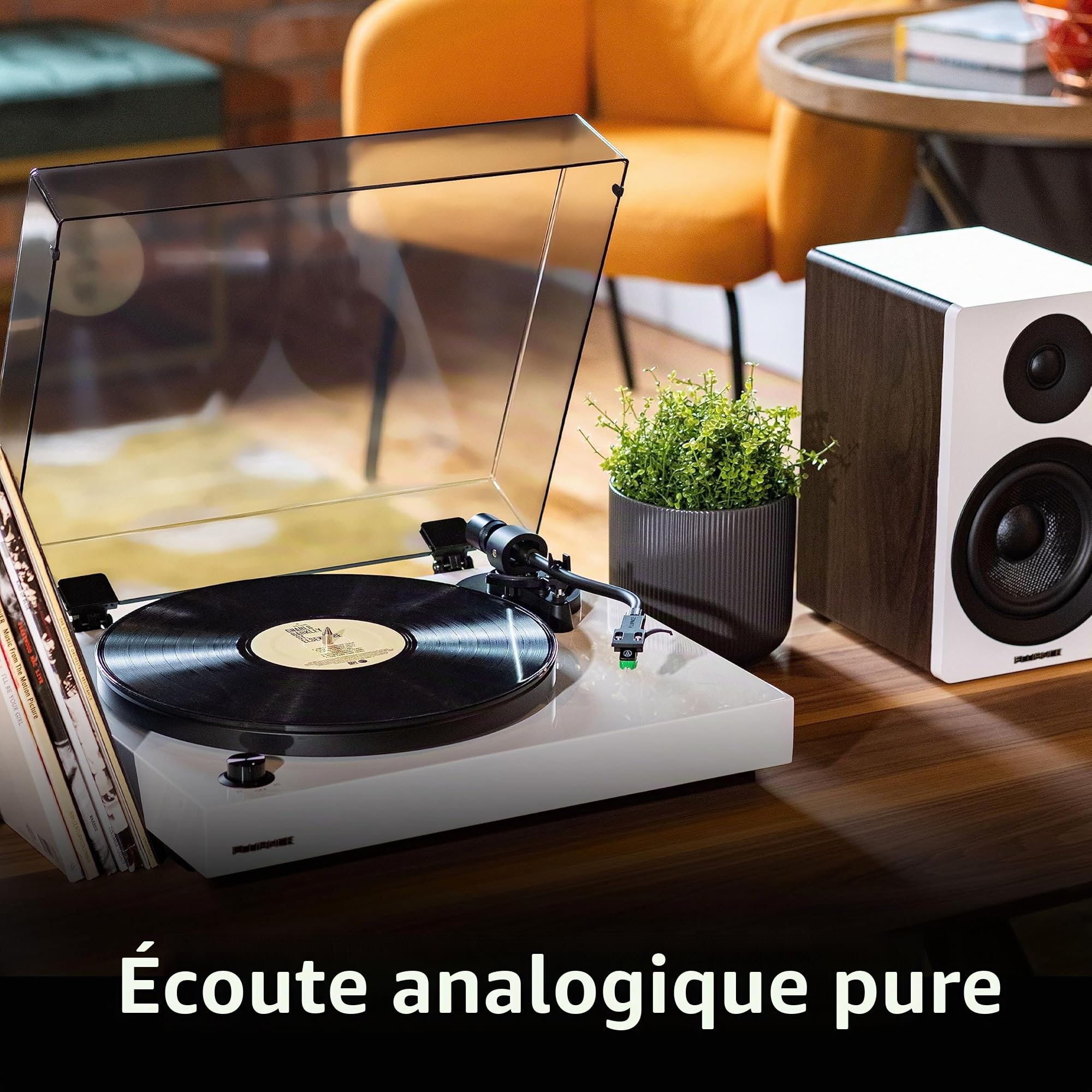 Fluance RT81+ Platine Vinyle Hi-FI – Cellule VM95E, Plateau Anti-Résonance, Tapis Acrylique, Préampli Phono, Socle Bois Massif, Pieds Réglables – Blanc Piano