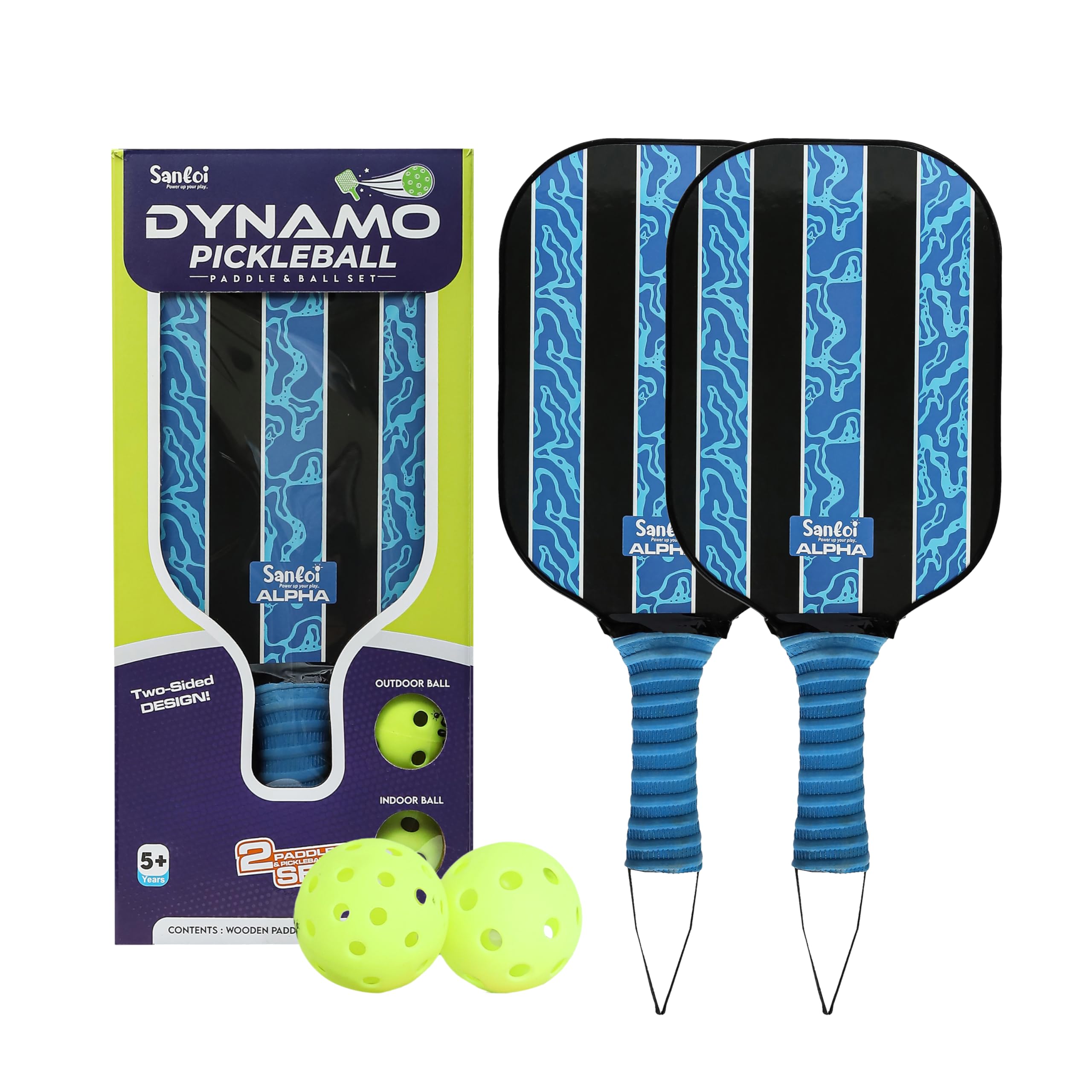 Knick Knack Santoi Graphite Pickleball Paddle Set | Durable Lightweight Rackets with Cushion Comfort Grip | Outdoor Pickleball Game Set for Kids & Adults (Blue Wave)-image-43