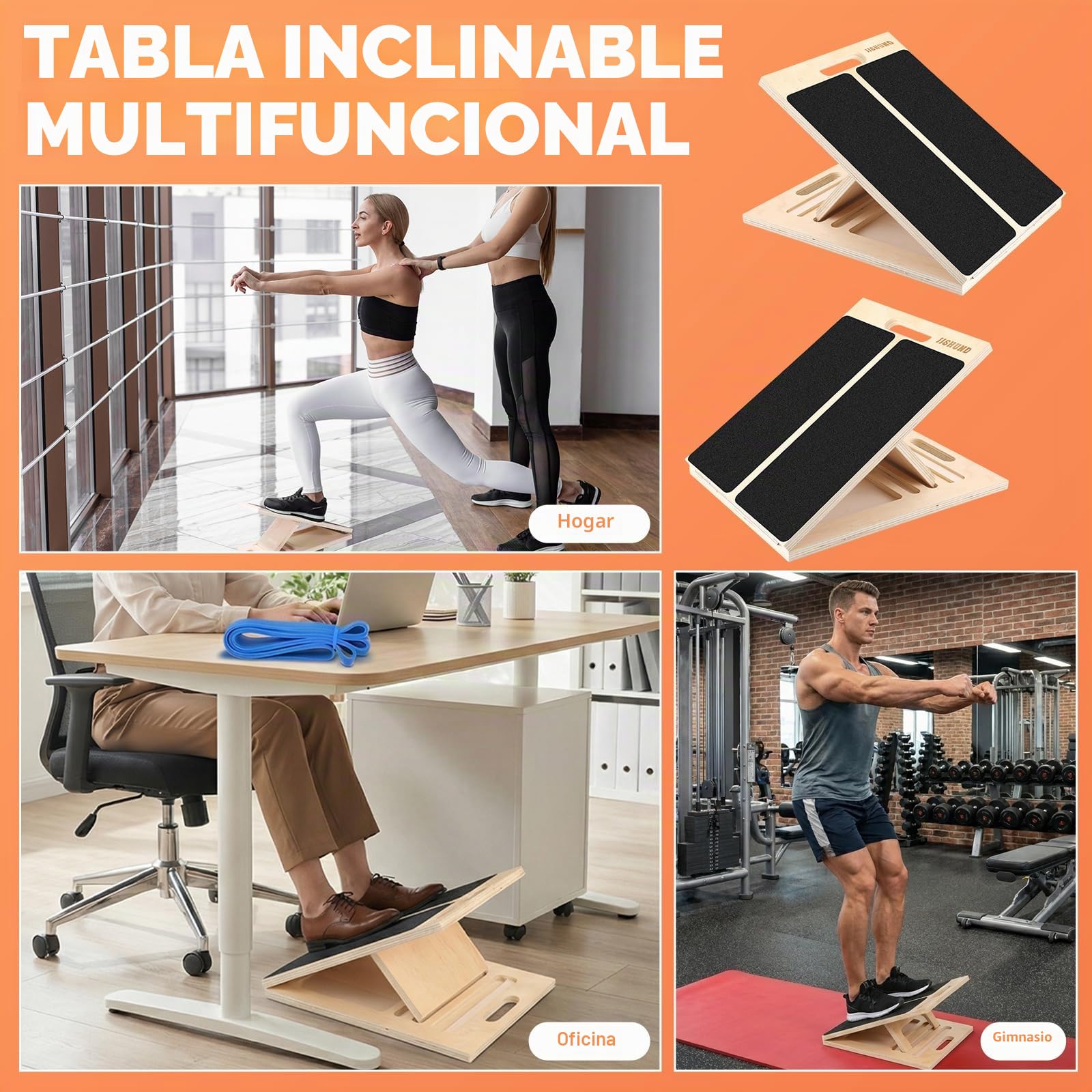 Tabla inclinada para estirar pantorrillas, tabla inclinada ajustable de madera, tabla de estiramiento de pantorrilla para sentadillas, piernas, rodillas, talón, tobillo