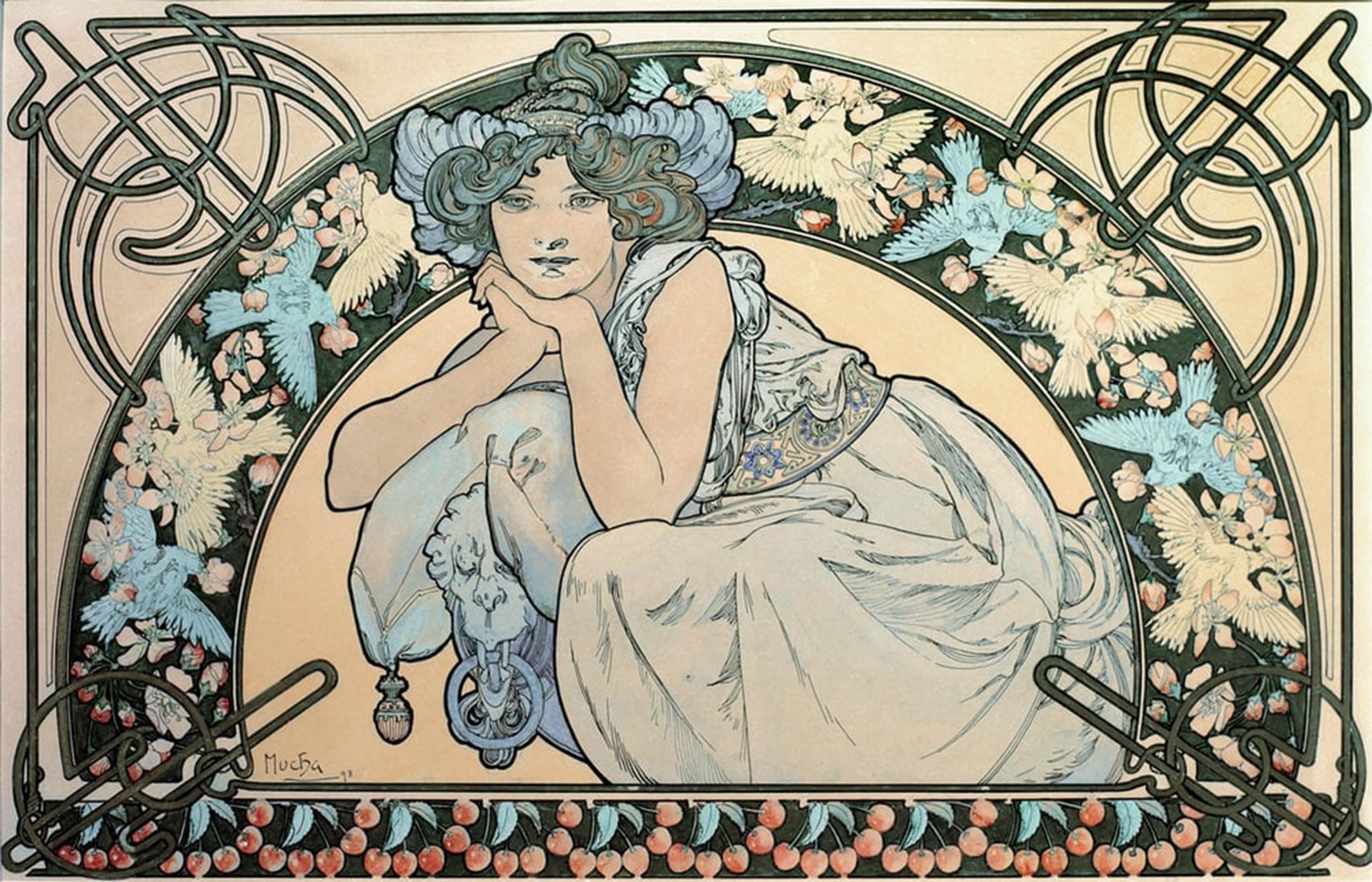 RZHRHJES Retro Picture Portrait Oil Painting Modern Wall Artwork Monte Carlo by Alphonse Mucha Canvas Poster for Home Decor 60x90cm