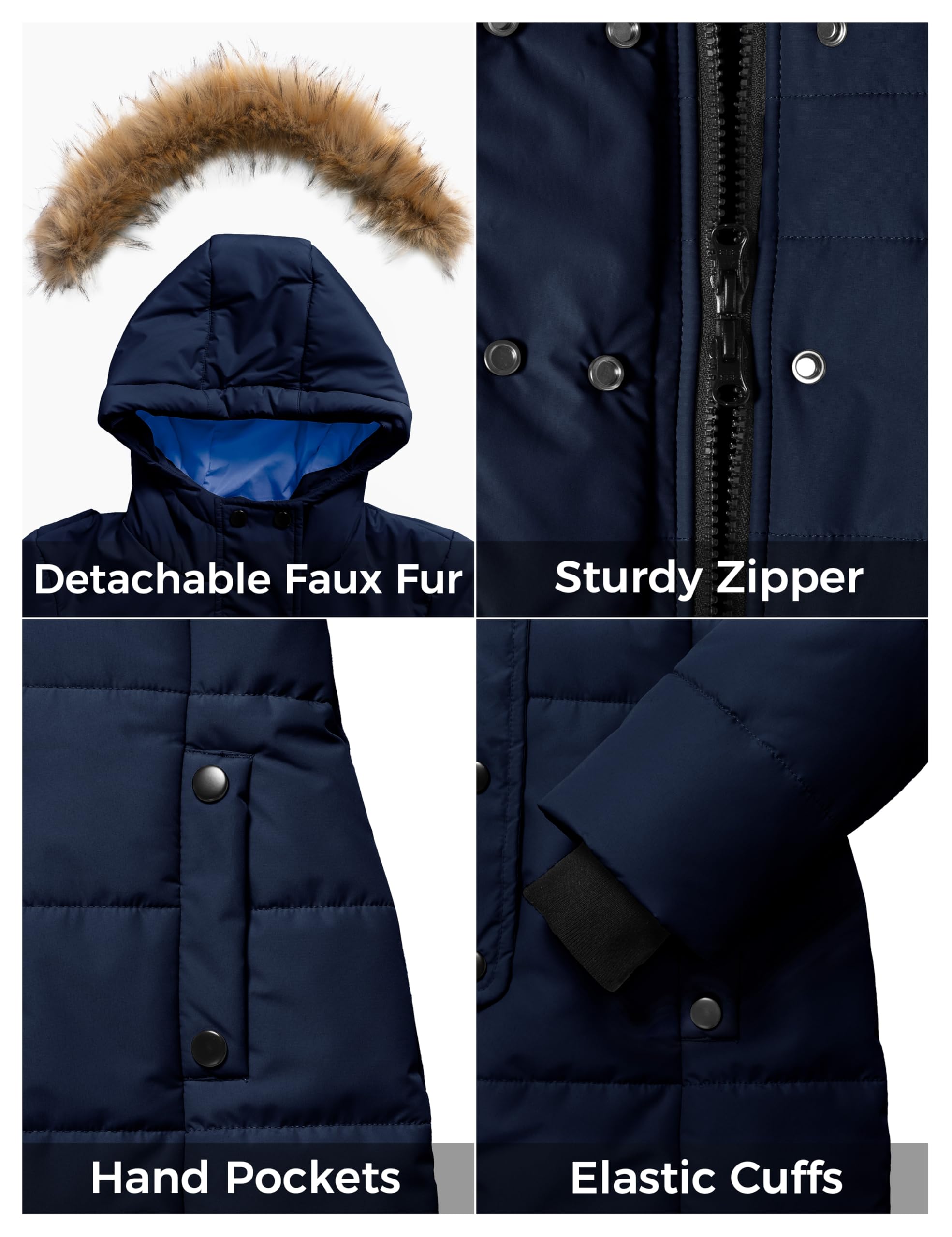 ZSHOW Cappotto Lungo Invernale Caldo Parka con Cappuccio in Pelliccia Sintetica Giacca Imbottita Spessa Antivento Capispalla Idrorepellente Bambina