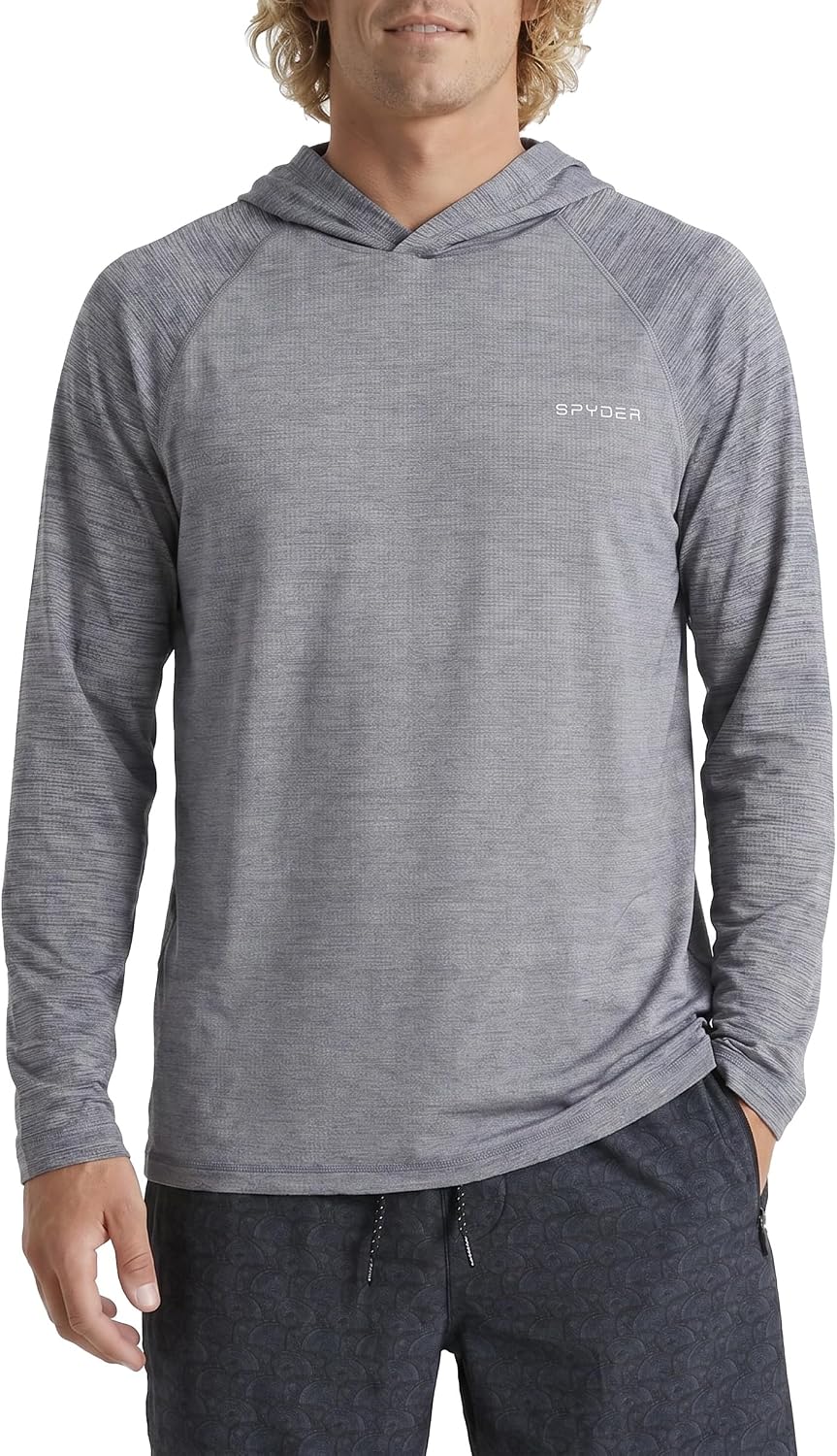 Spyder Men's Performance Hooded Long Sleeve Rashguard – Quick-Dry Swim Shirt Sun Protection