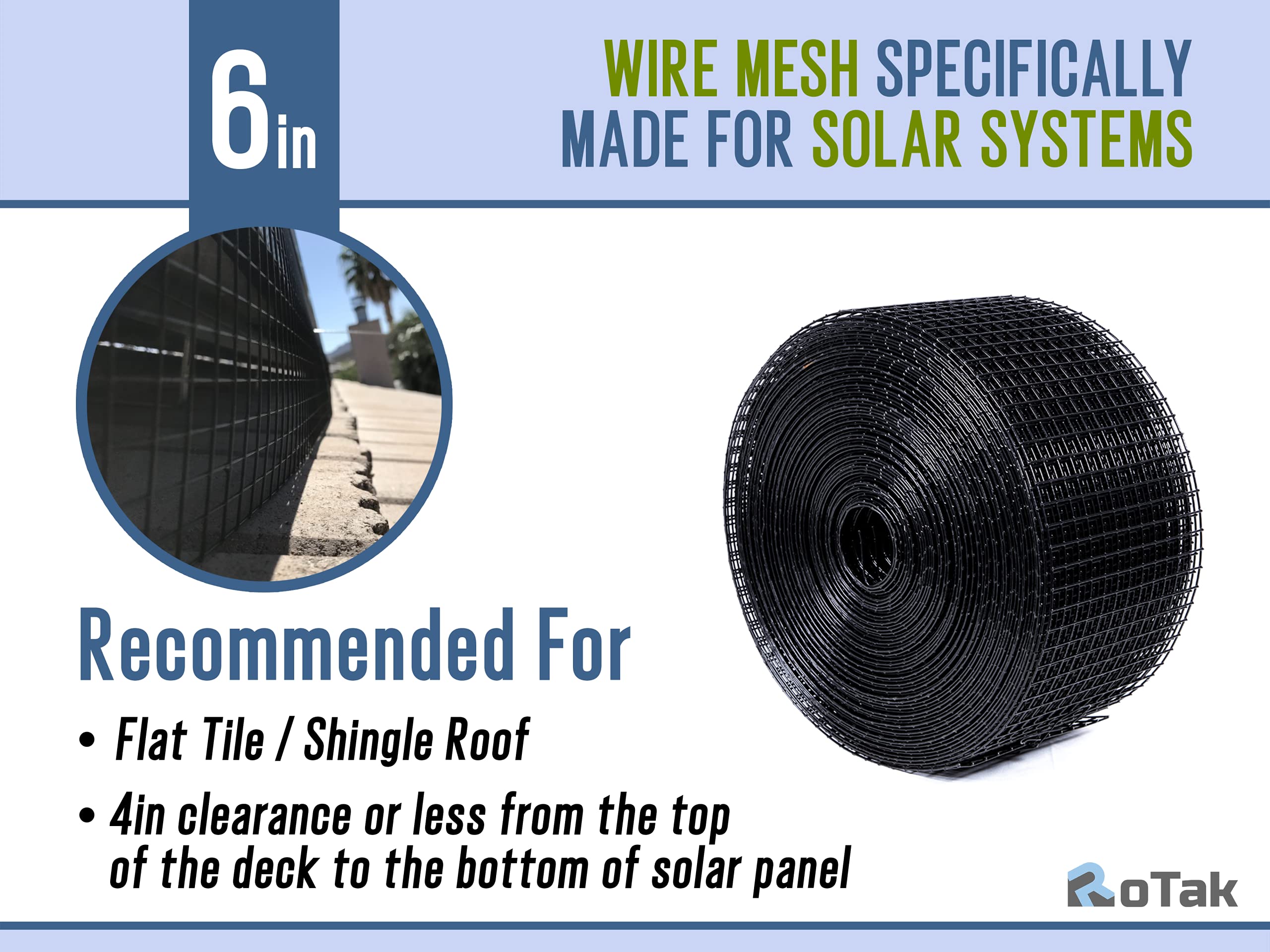 RoTak 6in X 100ft Solar Panel Bird/Critter Guard Roll Used to Prevent