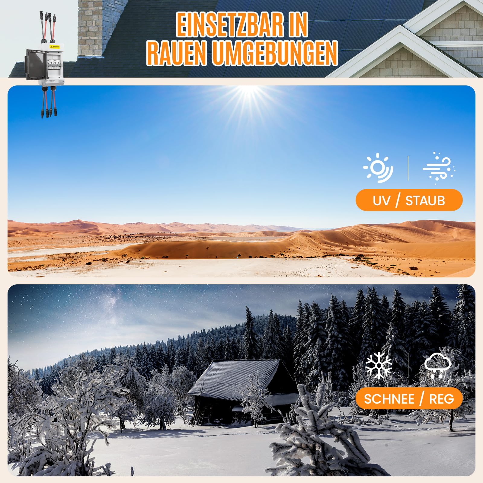 Solar PV Trennschalter 10A 400V DC/AC Miniatur Leistungsschalter 4mm² Solarstecker Kabel Wasserdichtem Gehäuse