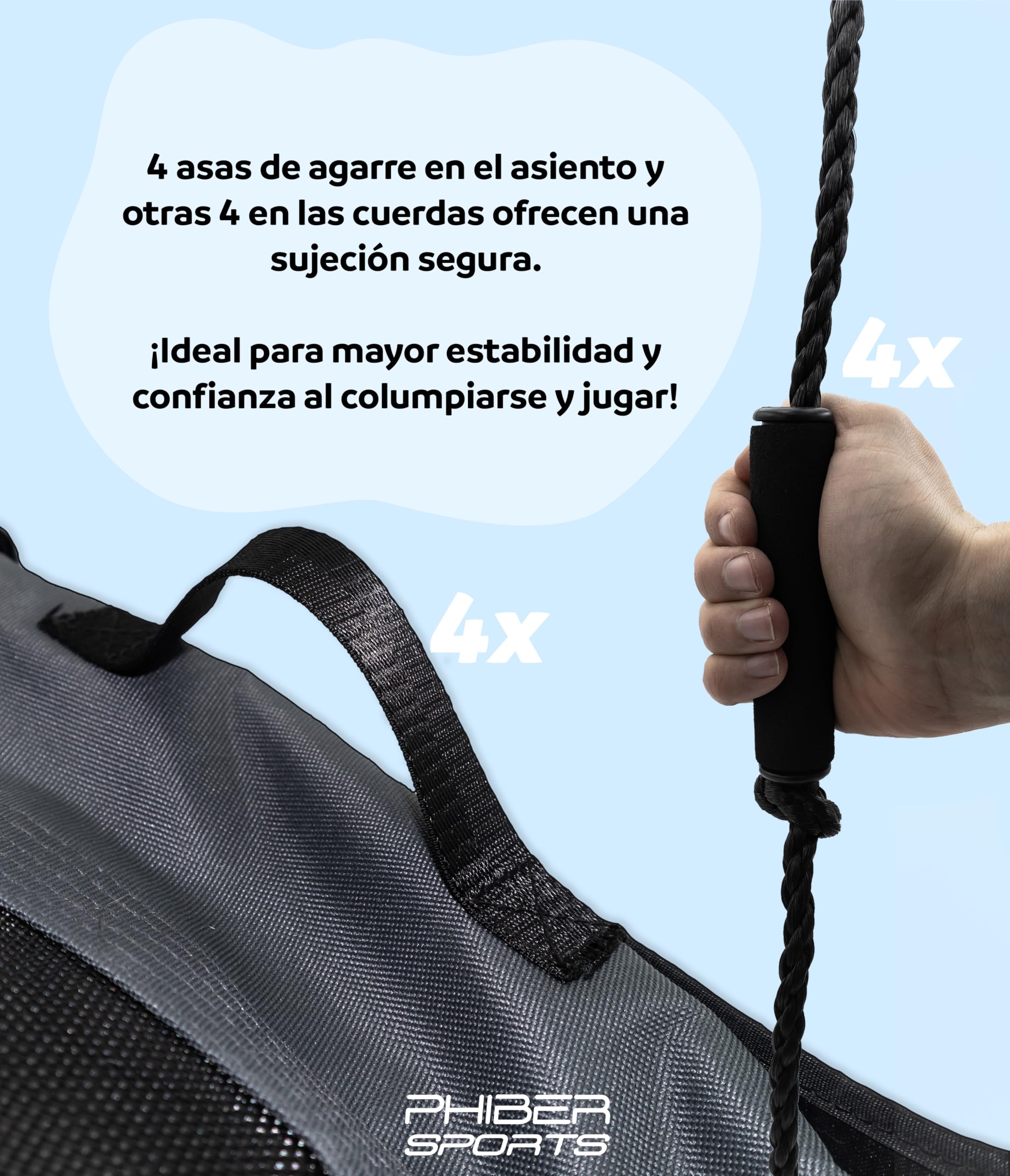 PHIBER-SPORTS Columpio nido para exteriores para niños, diámetro de 100 cm, con cojín, asas de sujeción y altura ajustable, resistente a la intemperie y duradero, columpio de red, nido, columpio