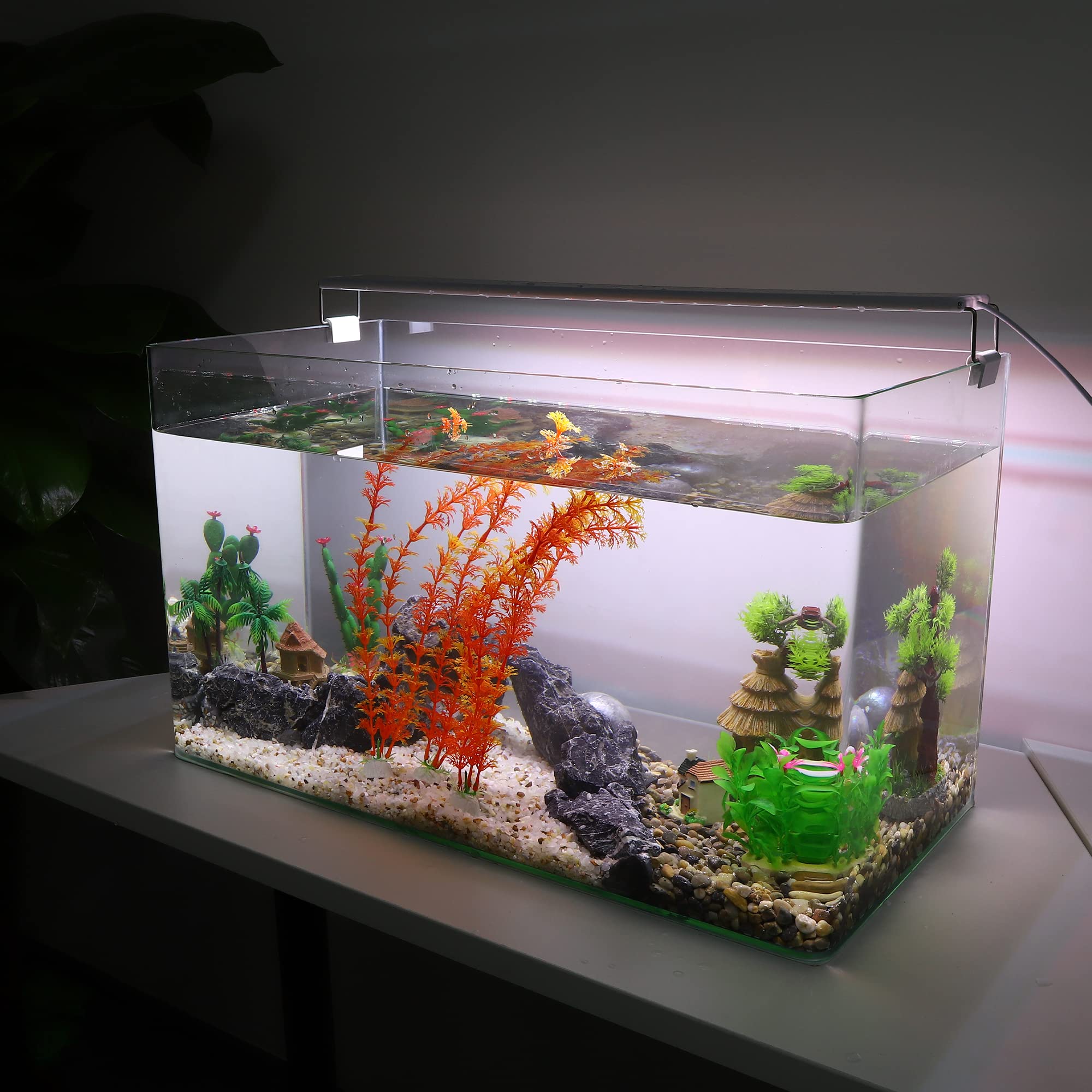 VOCOSTE 3 Pcs Aquarium Plastic Plants, Artificial Aquatic Plant for Fish Tank Plants Decoration, Orange