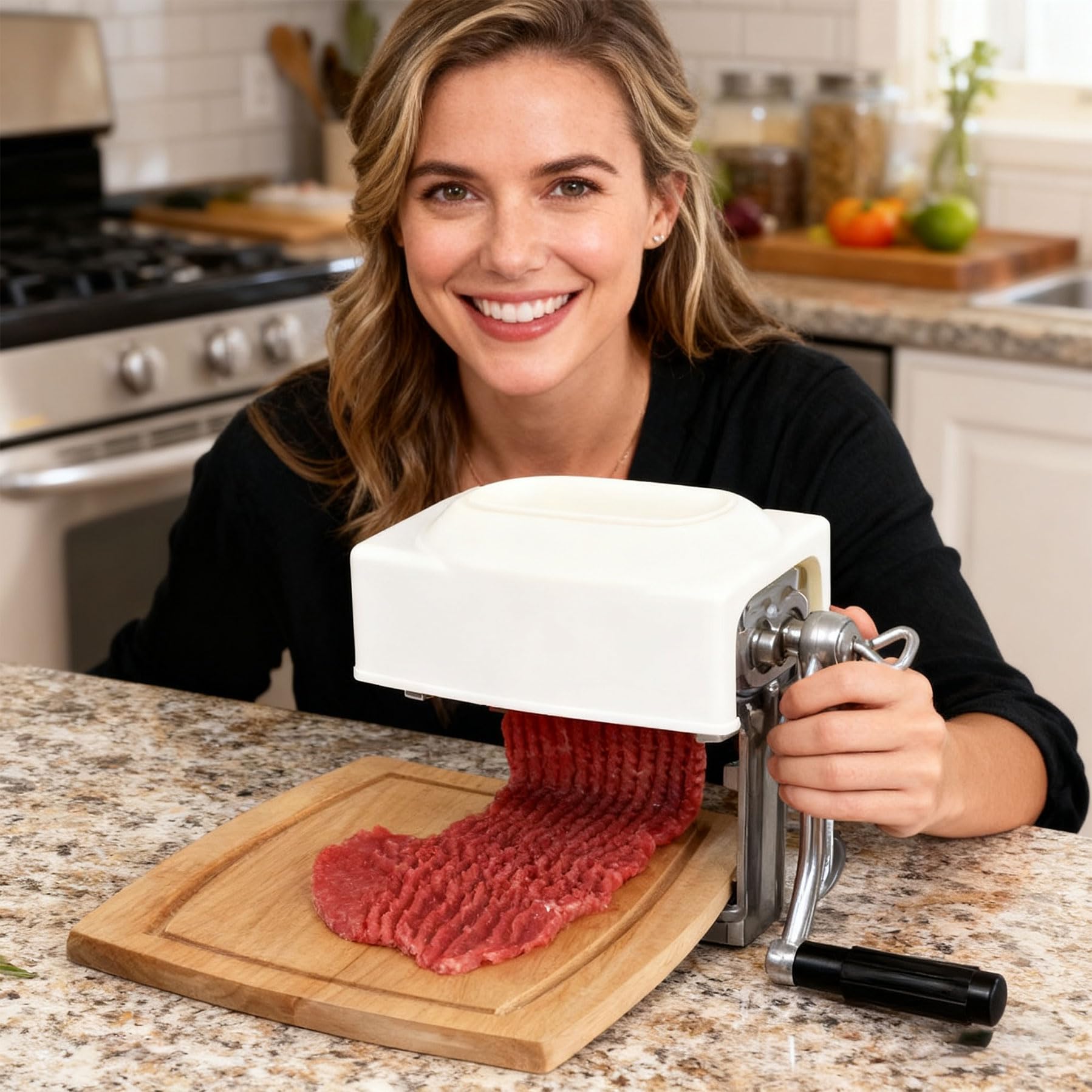 Ablandador profesional de carne manual de hierro fundido, mango ergonómico, diseño compacto para uso doméstico y comercial, cocina, ablandador manual