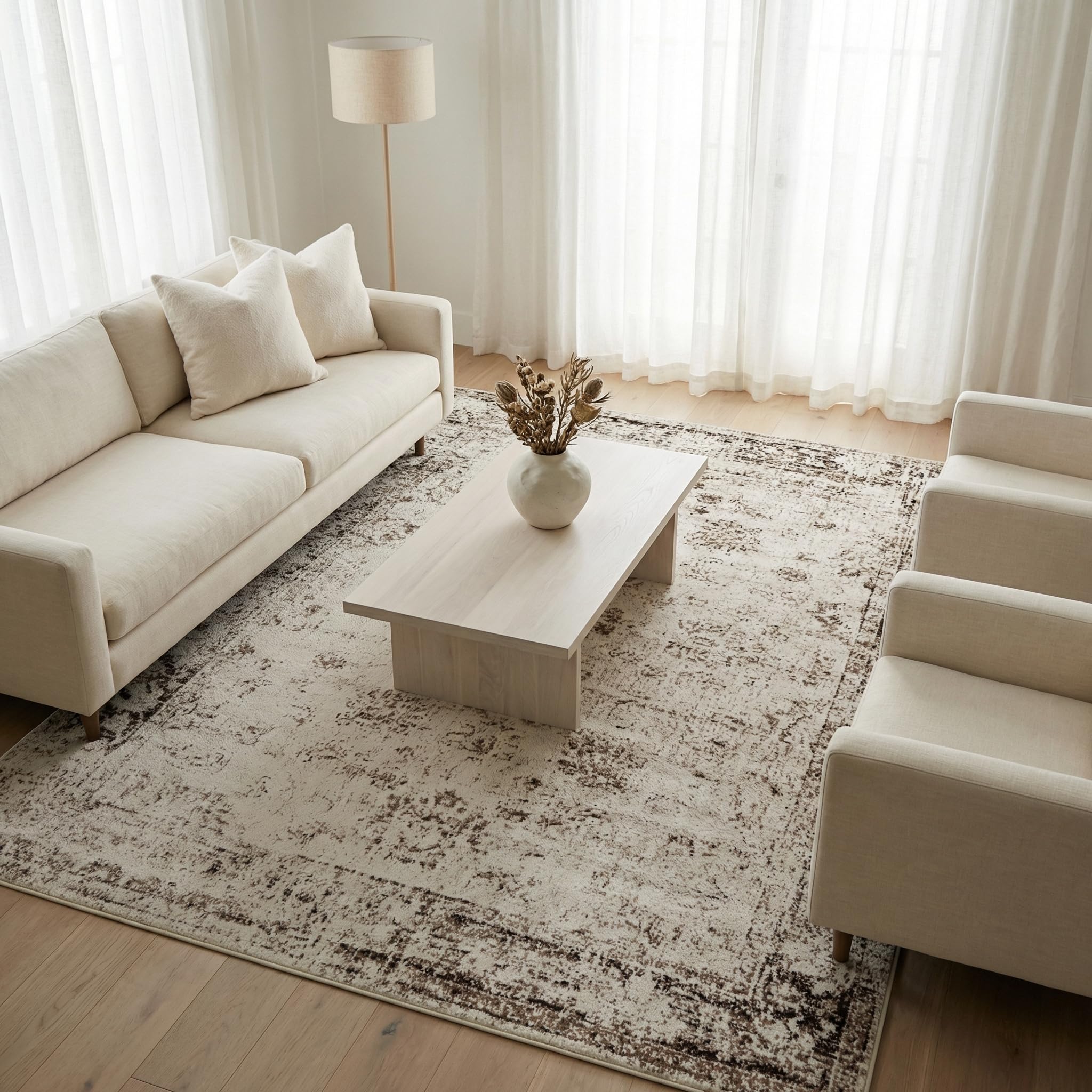 Unique Loom Sofia Collection Area Rug - Casino (7' 1" x 10' Rectangle, Beige/ Tan)