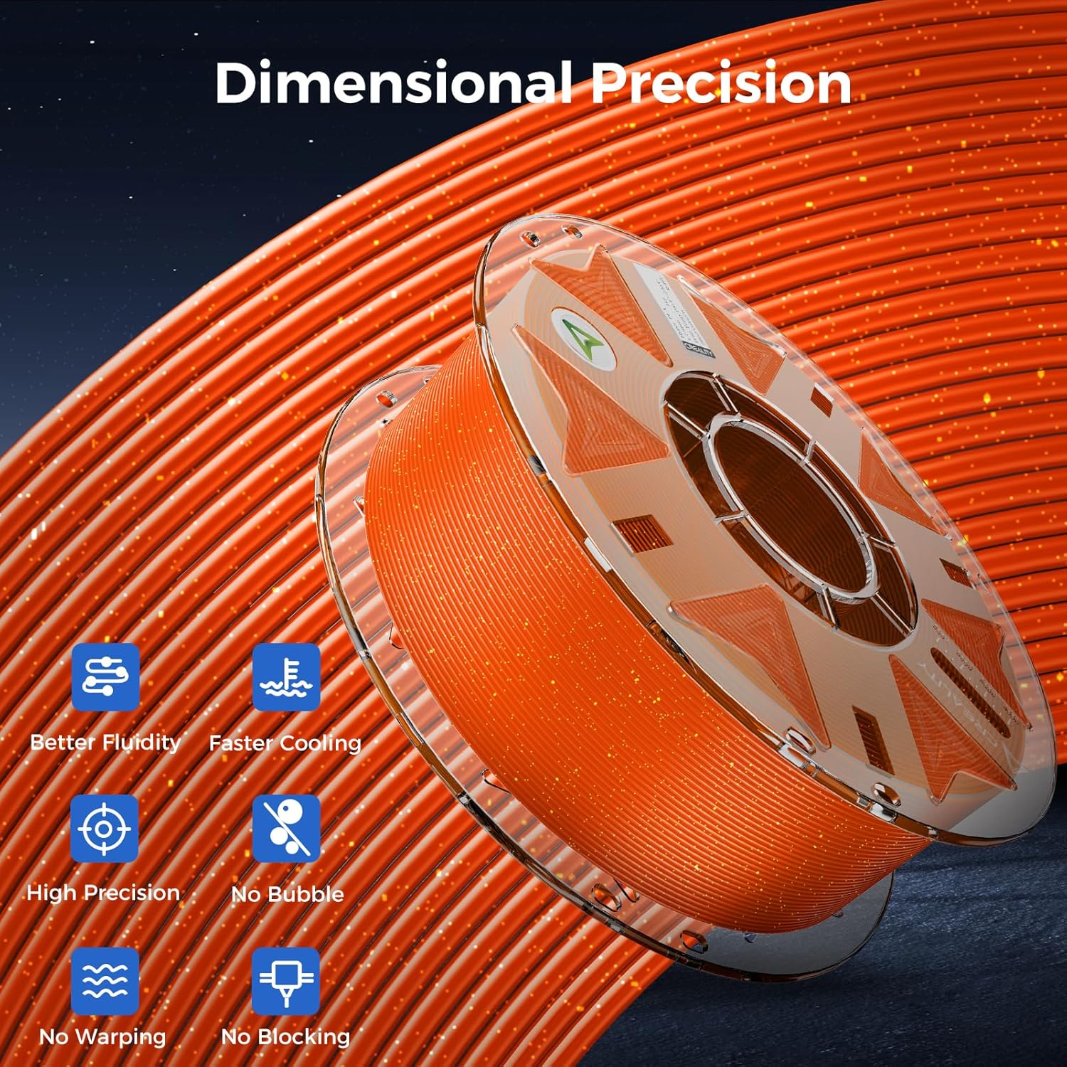 Creality RFID Hyper PLA Filament, 3D Printer Filament: with High Speed Printing 30-600mm/s, Spool Support CFS 1.75 mm,1kg(2.2 lbs) Hyper PLA for Most 3D Printer and K2 Plus Combo,Starry Orange