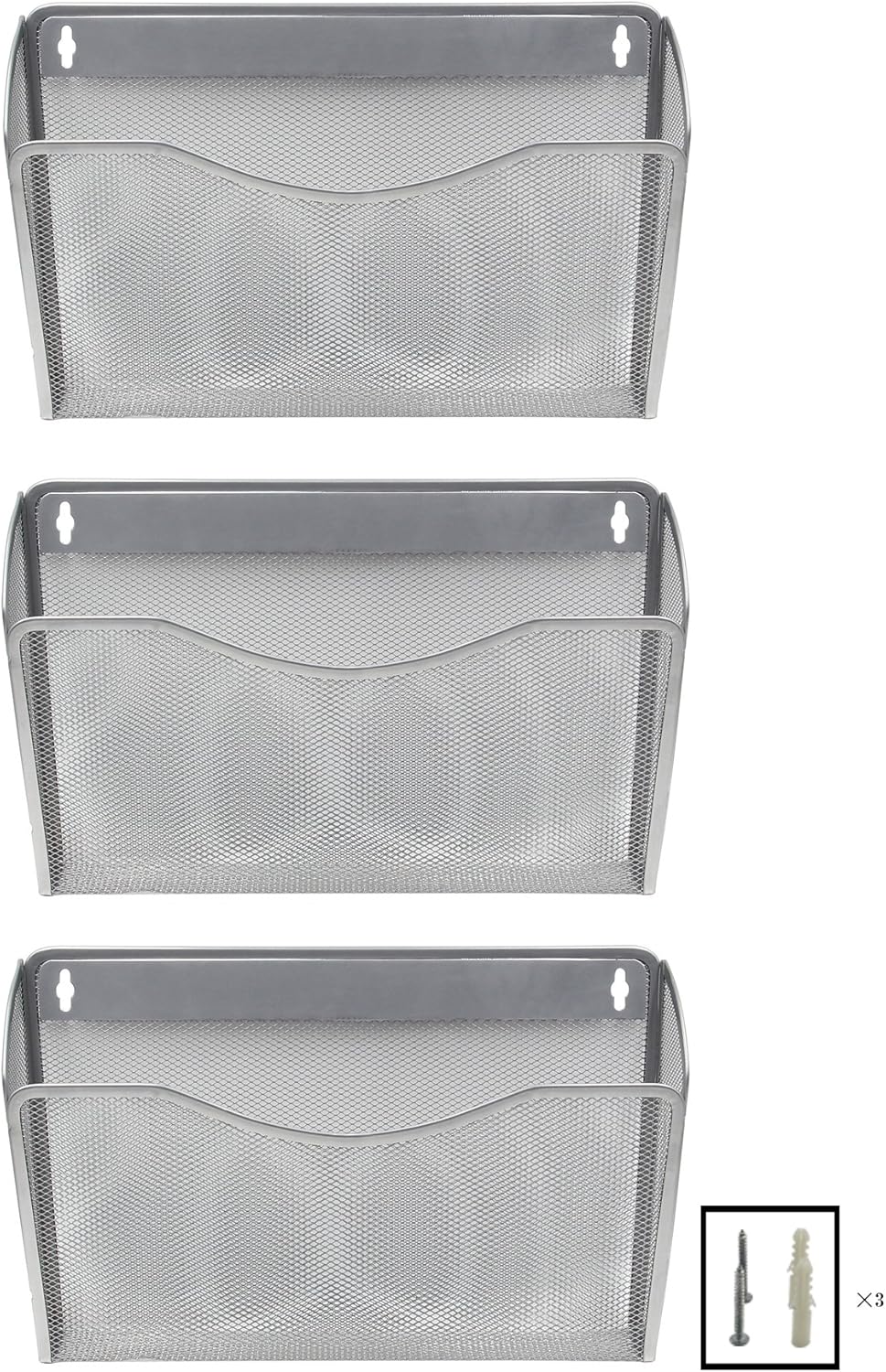 EasyPAG Mesh 3 Pockets Hanging File Organizer Wall File Holder Office Document Magazine Folder Rack,Black : Office Products