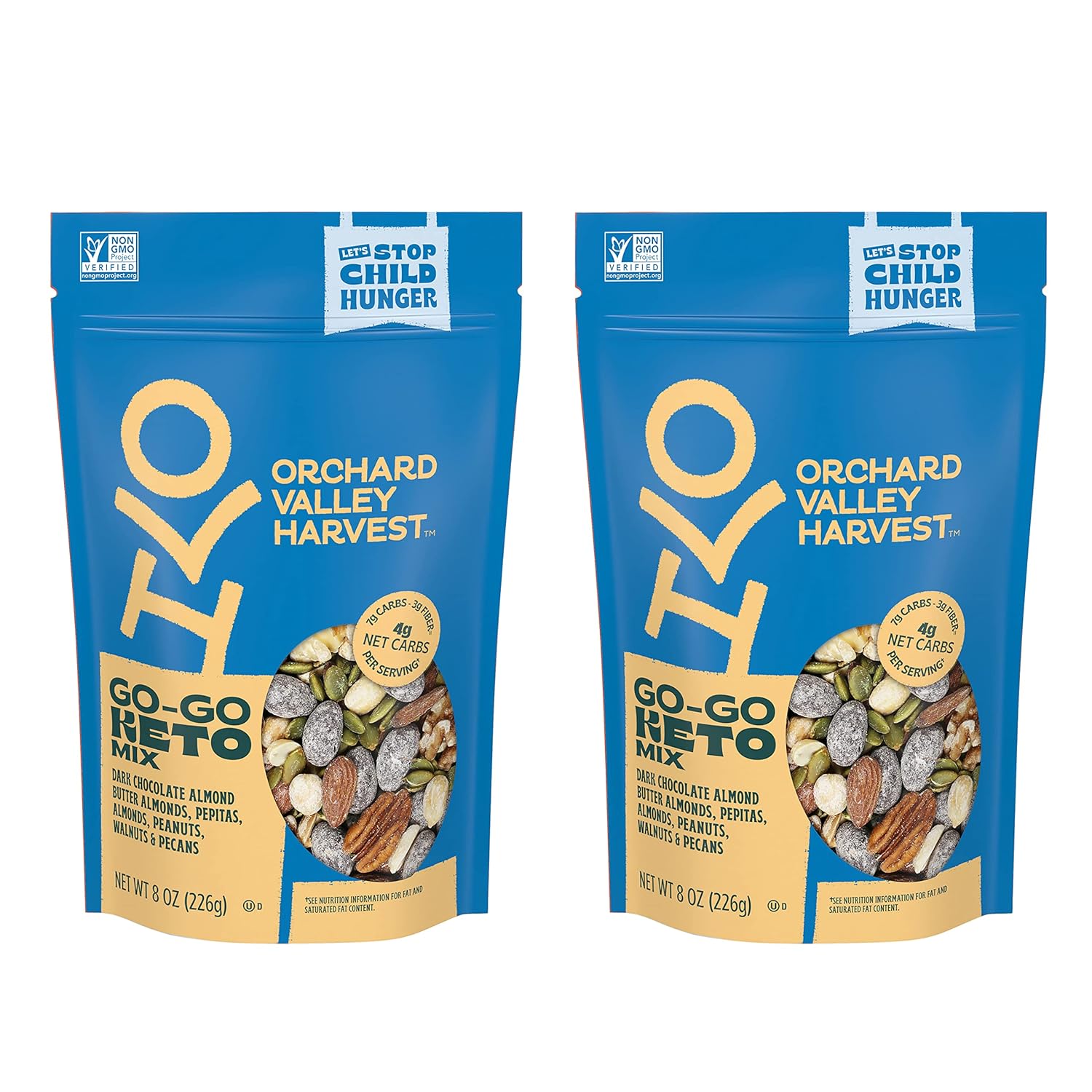 Orchard Valley Harvest Go-Go Keto Mix, Dark Chocolate Almond Butter Almonds, Peanuts, Walnuts, And Pecans, Low Carb, Gluten Free, Non-GMO, 8 oz (Pack of 2) On-The-Go Snack For The Whole Family