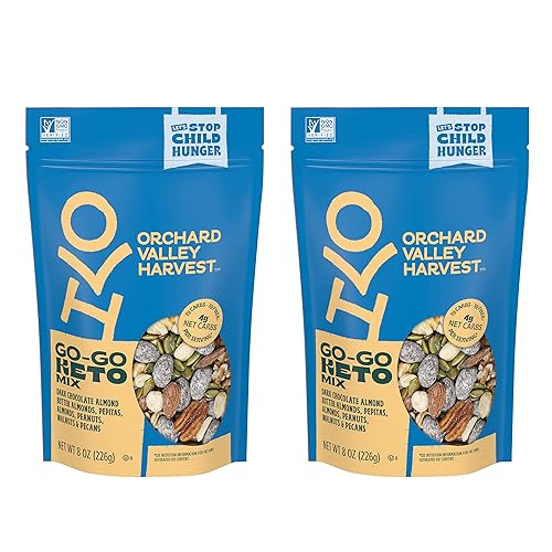Orchard Valley Harvest Go-Go Keto Mix, (8 onzas), almendras de chocolate negro, cacahuetes, nueces y nueces, baja en carbohidratos, sin gluten, sin