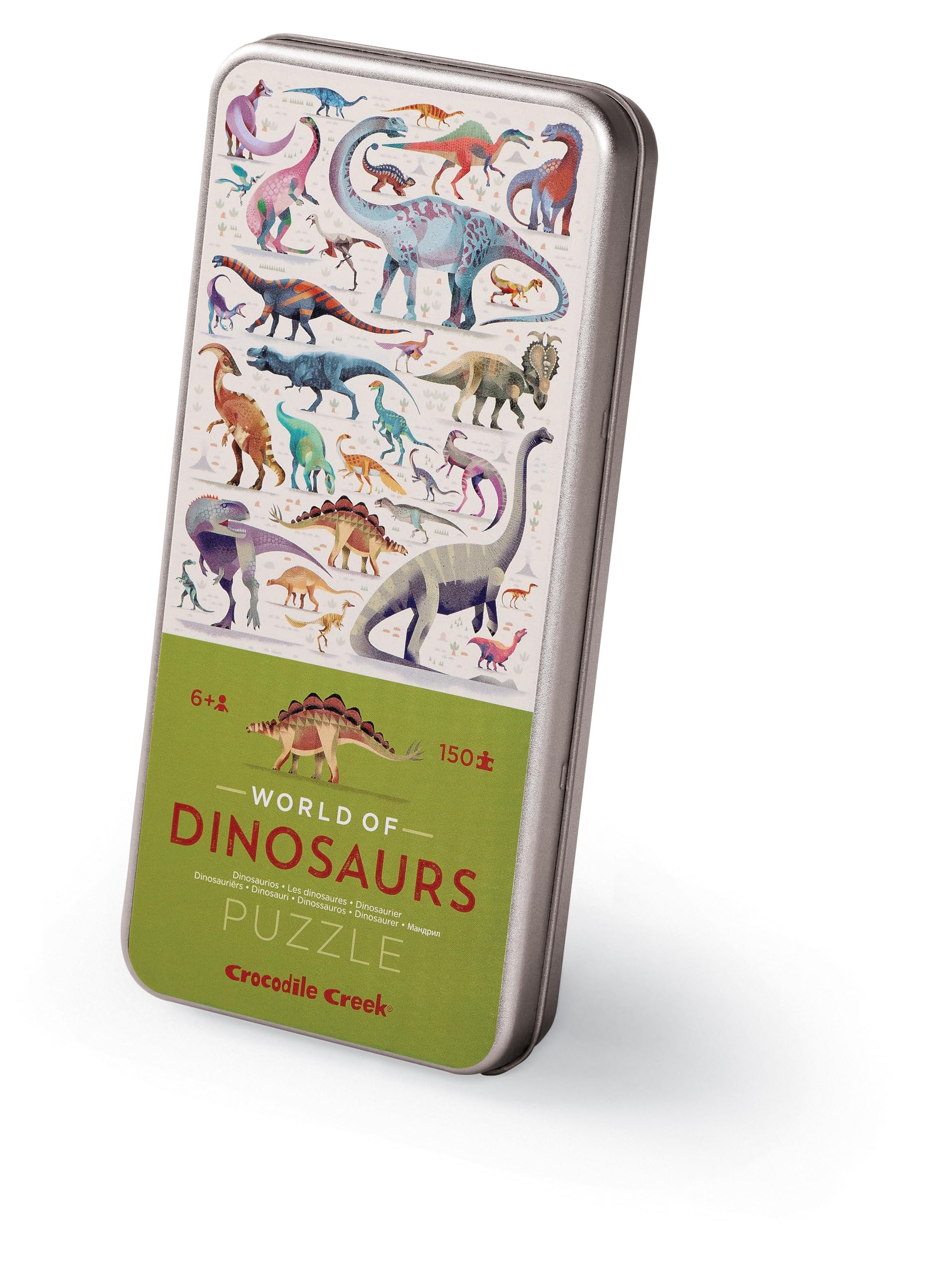 Crocodile Creek World of Dinosaurs Puzzle - 150 Pieces in Tin (3843101), Ages 6+, Multicoloured, único