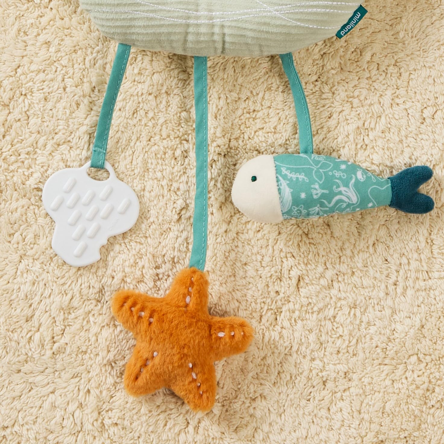 Miniland - Crib Mobile Toy - Sensory Centre for Babies: with Textures and Teether - To Hang or Use Loose (Baby Sea) - Image 3