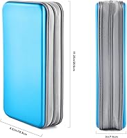 Vista 6 de Funda para CD, 80 de capacidad, DVD, VCD, multimedia, Blu-ray, soporte para cartera, organizador de almacenamiento (azul cielo)