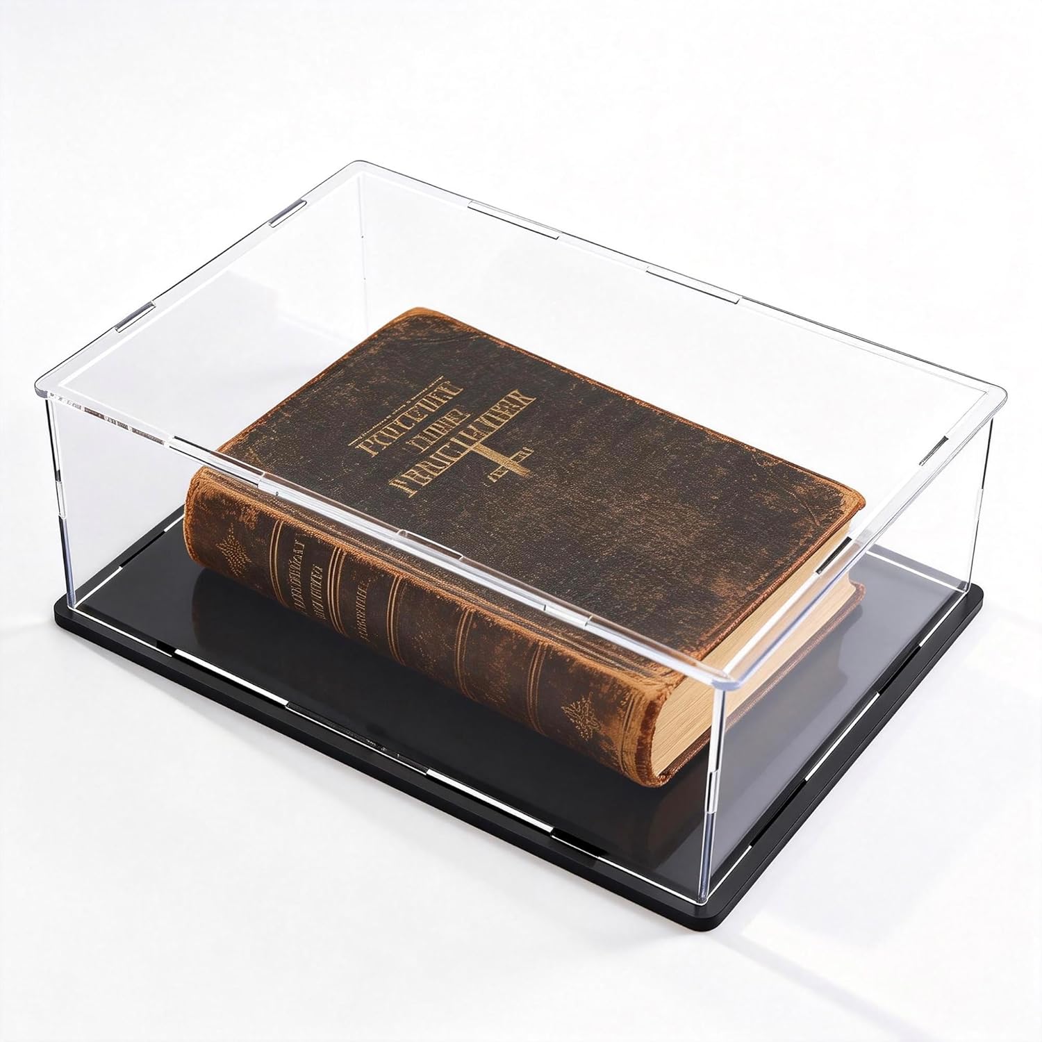 Acrylic Display Case, Clear Acrylic Display Box with Matte Base, Dustproof Collectible Showcase for Books, Stamps, Medals, Maps, Albums and Jewelries, 13 x 10 x 3 inch