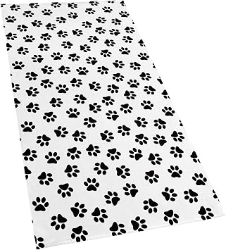 Softerry 1000 Dogs Paw Printed Beach Towel 30 x 60 inches Black White, 30" x 60"