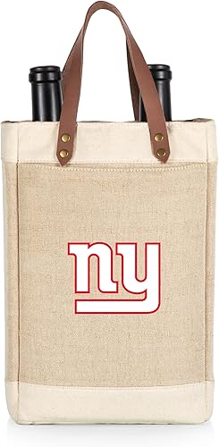 PICNIC TIME NFL Pinot - Jute 2 Bottle Insulated Wine Bag - Wine Tote Bag - Wine Gift Bag, (Beige)