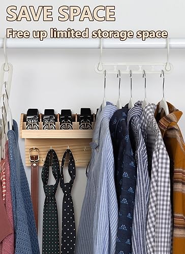 Miniatura 3 de Livoccur Caja organizadora de cinturón, soporte para cinturón para montaje en pared de armario con 6 compartimentos y 11 ganchos, organizador de