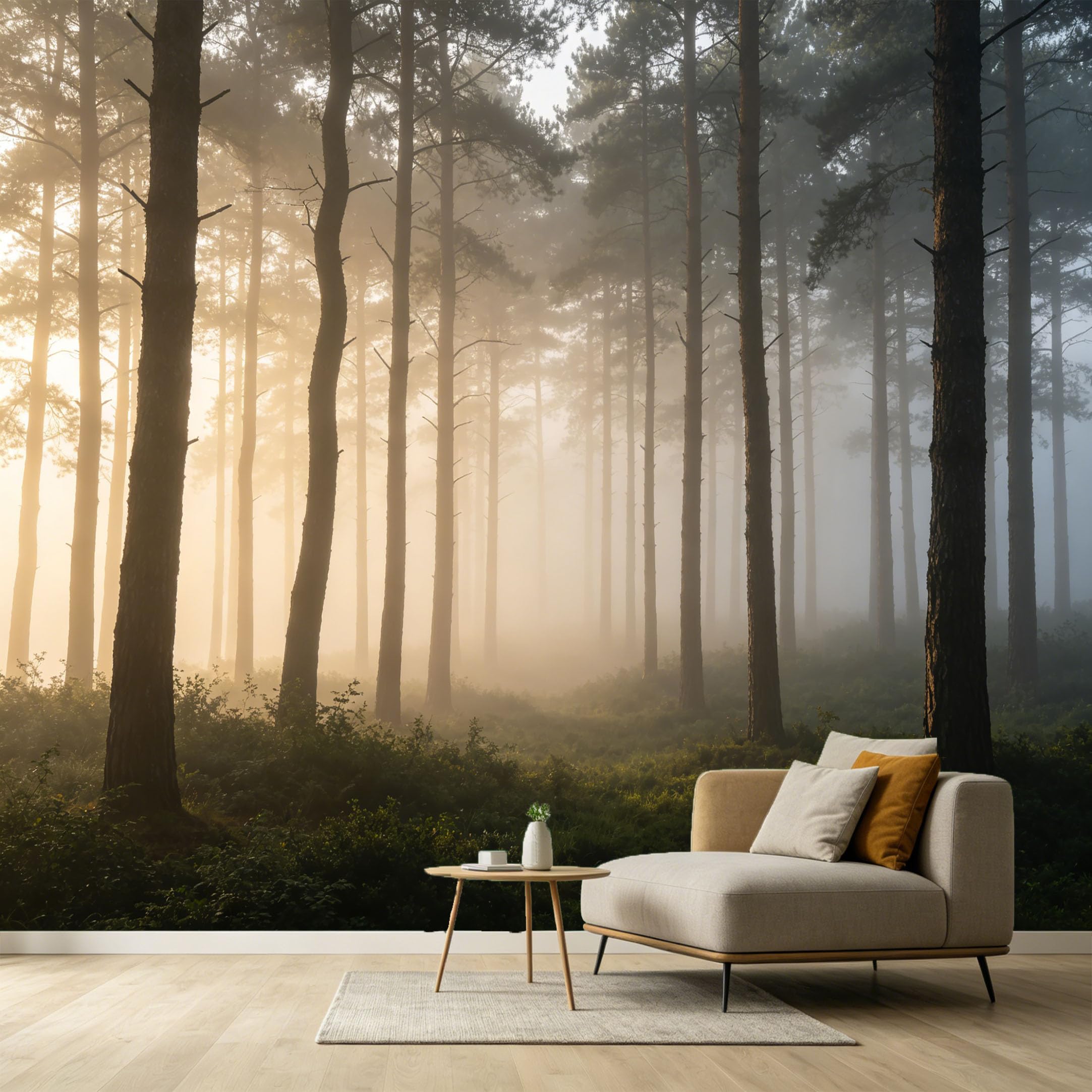Custom Size Wall Murals Misty Forest Landscape Pine Trees Nature Photography SelfAdhesive Wall Fabric Removable Large Wallpaper for Photo Living Room