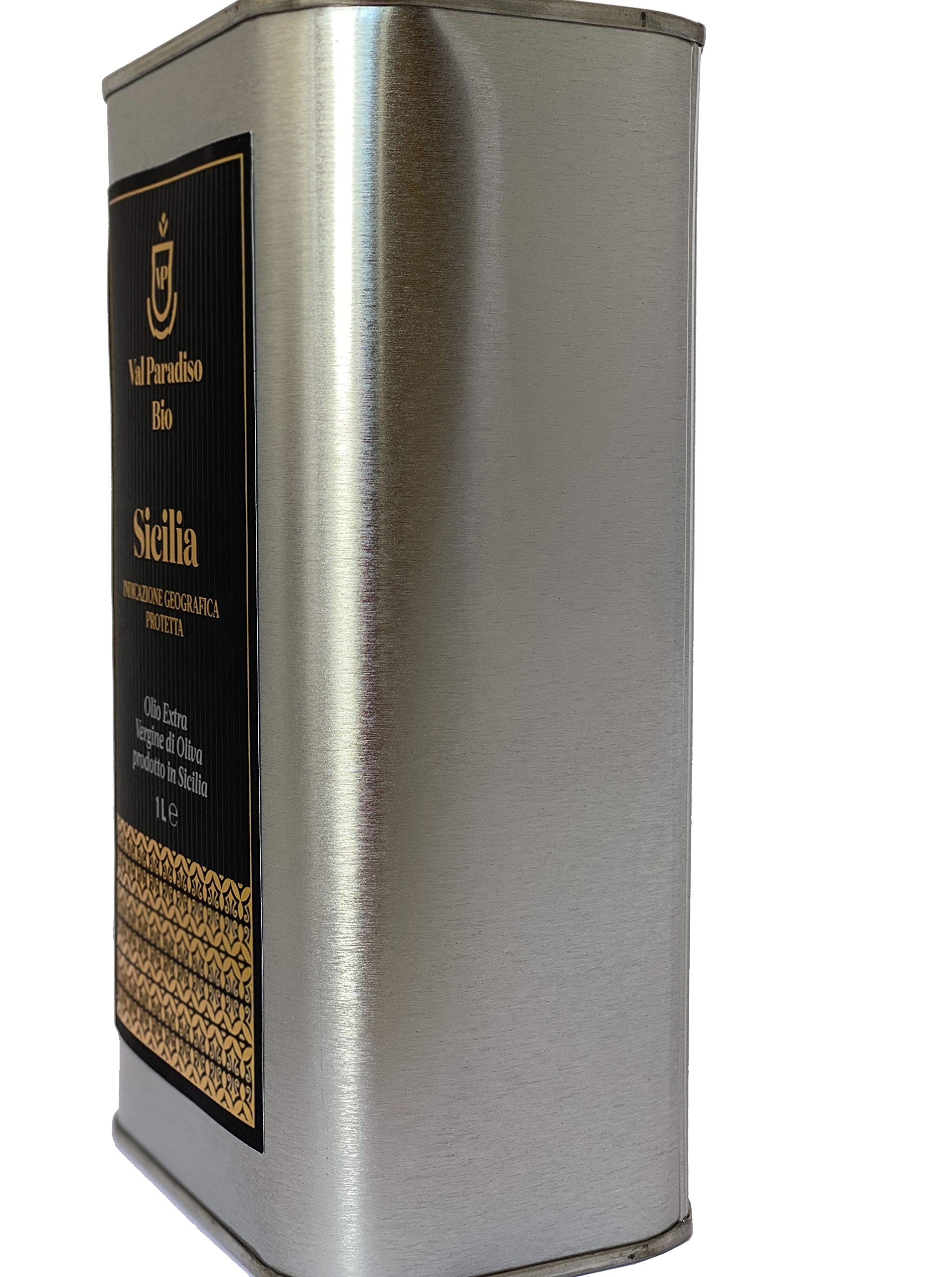 Val Paradiso Olio Extravergine di Oliva Italiano Biologico, Certificato IGP di Sicilia, Certificato Biologico ICEA, 100% Italiano, estratto a freddo, 2 Latte da 1 Litro