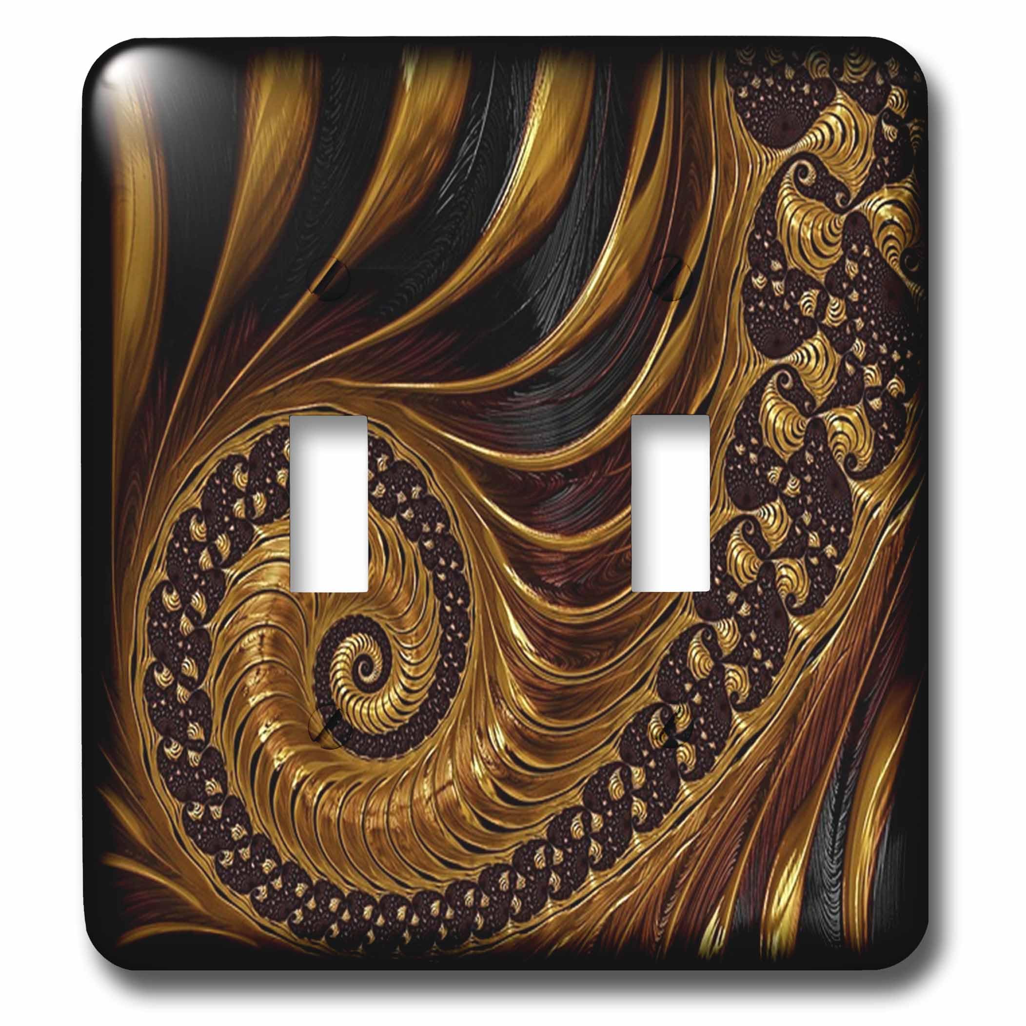 Interrupteur double fractal noir et doré 3drose LSP 204323 pour decoration maison