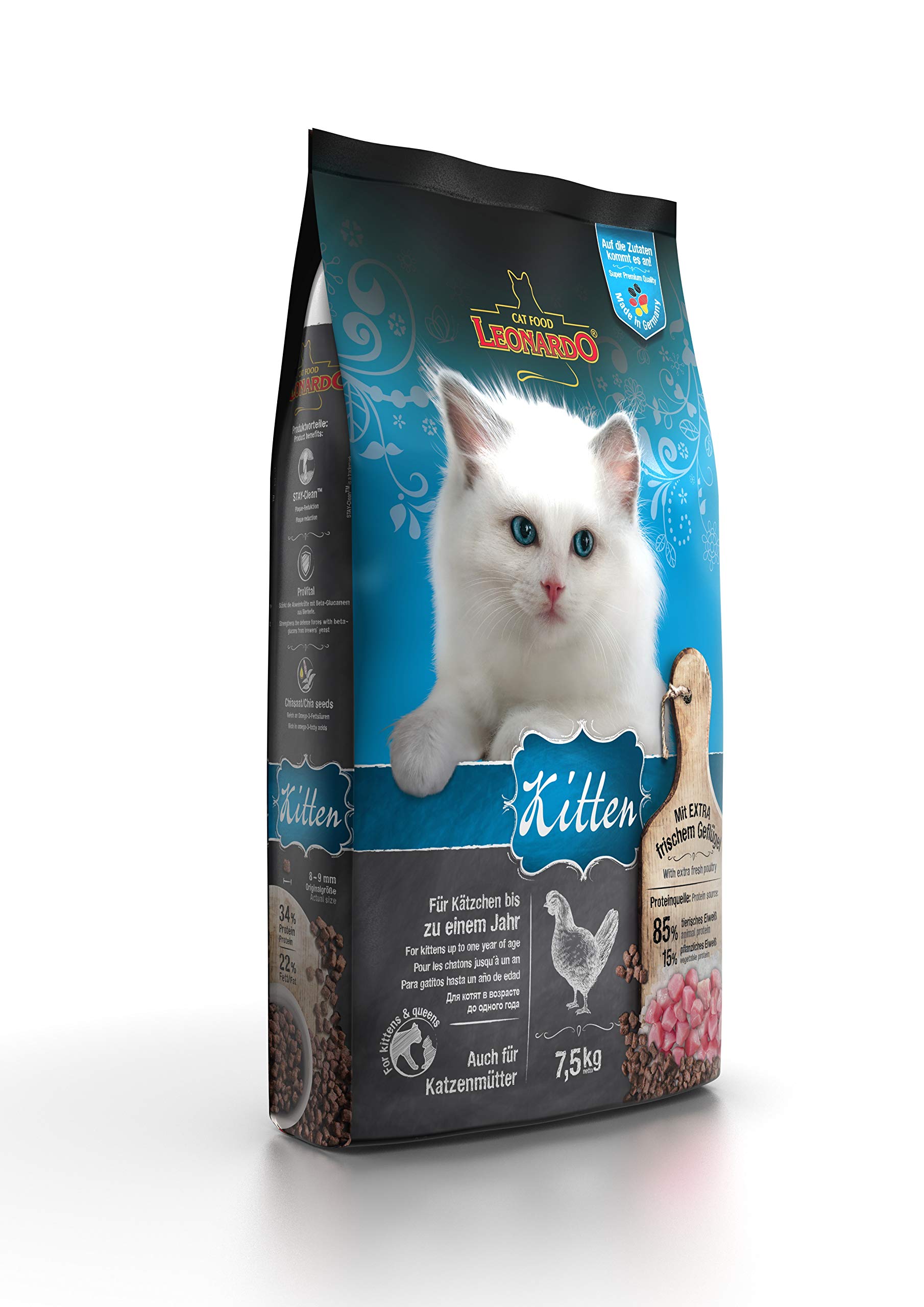 Leonardo Kitten [7,5kg] Cibo per gattini | Cibo secco per gattini | Alimento completo per gattini fino a 1 anno