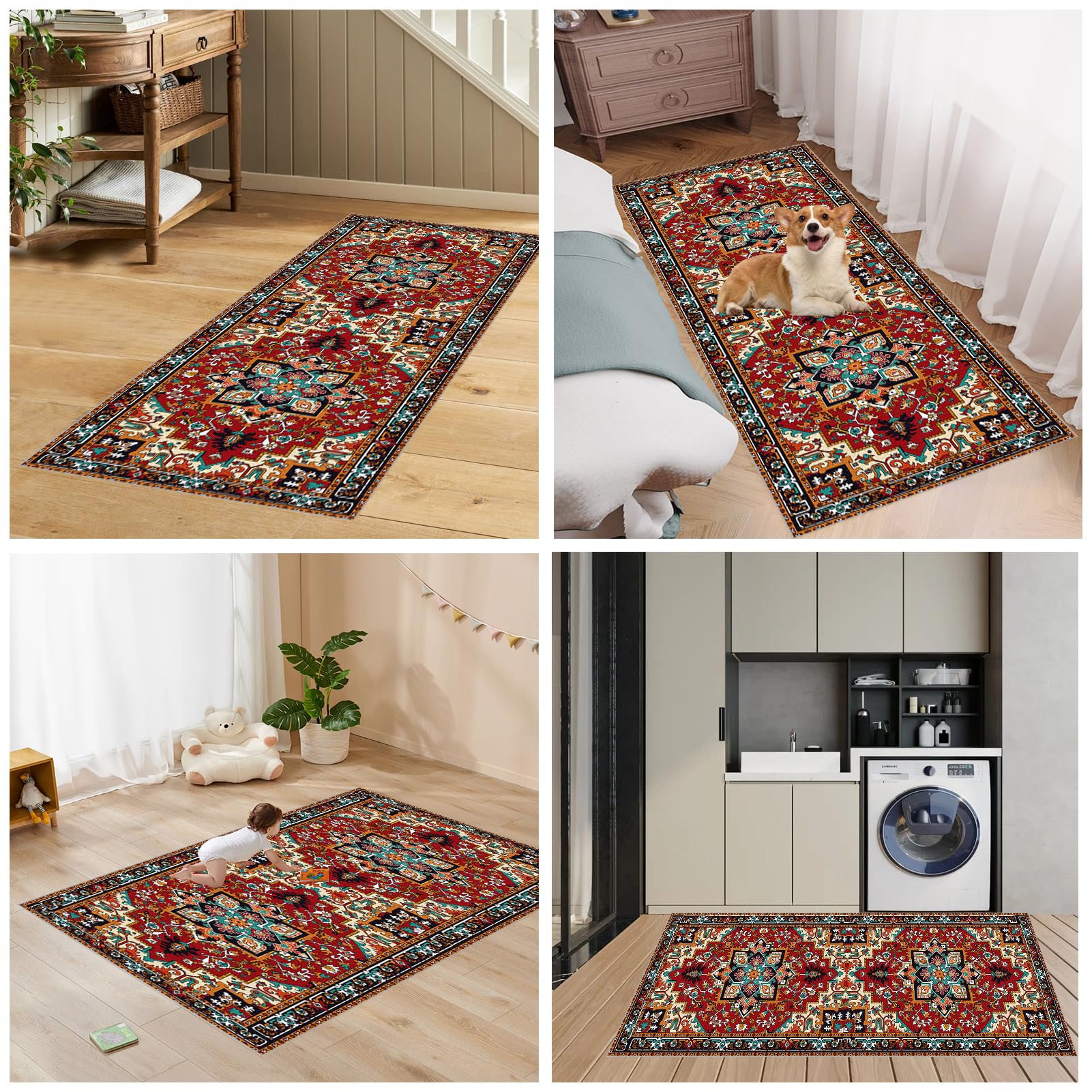 Tappeto runner per corridoio, 40 x 230 cm, antiscivolo, lavabile in lavatrice, pavimento da cucina, per ingresso, lavanderia, soggiorno, camera da letto, interni, lunghezza personalizzata