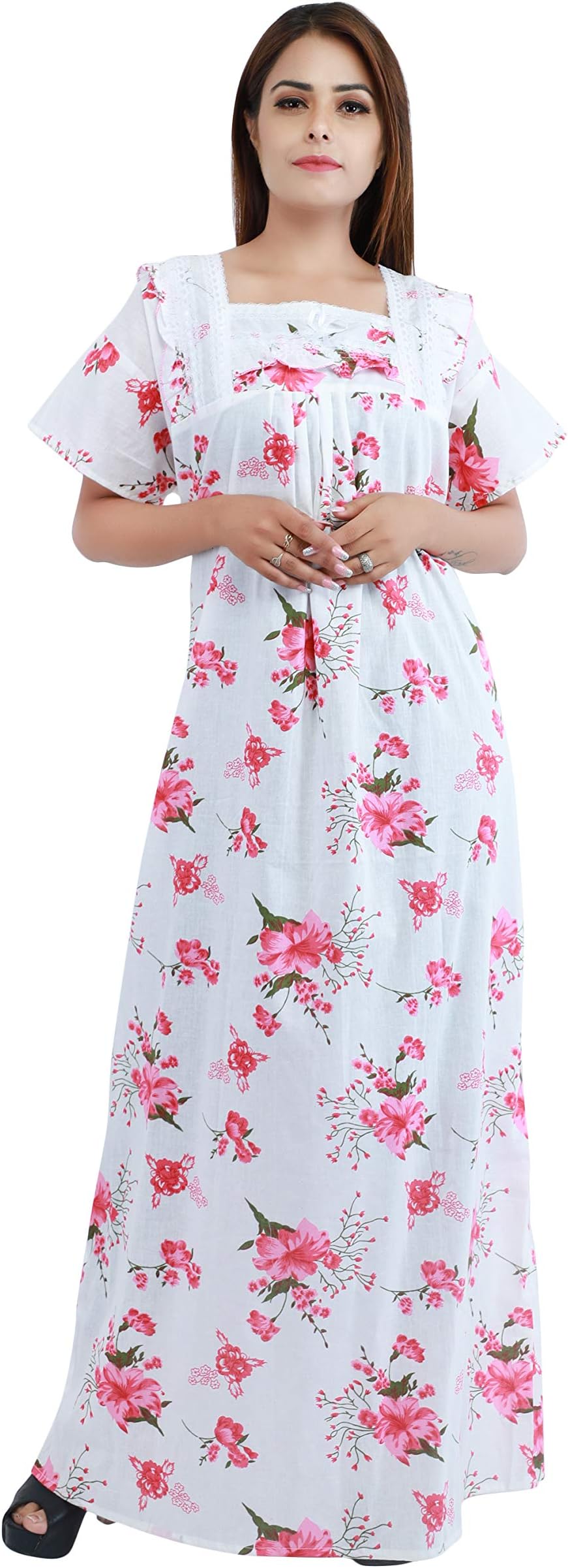 Women's Cotton Block Print Maxi Nighty