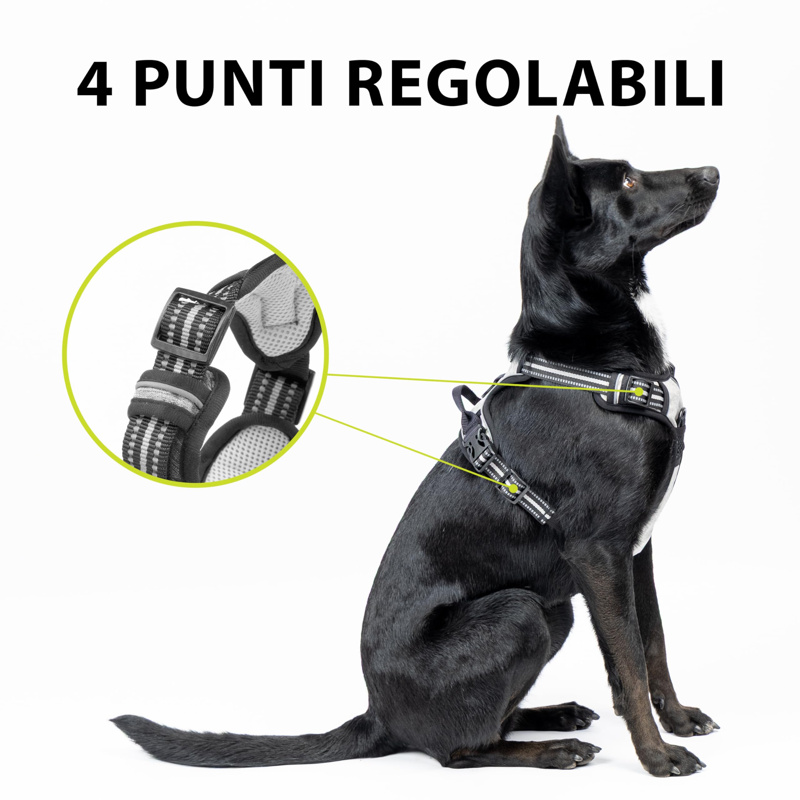 Ferplast Pettorina Cane Taglia Media, 2 Ganci per Massimo Controllo, Anti Tiro, Pettorina Cane Regolabile, Riflettente, Traspirante, Imbracatura Cani ideale per Addestramento M, Viola