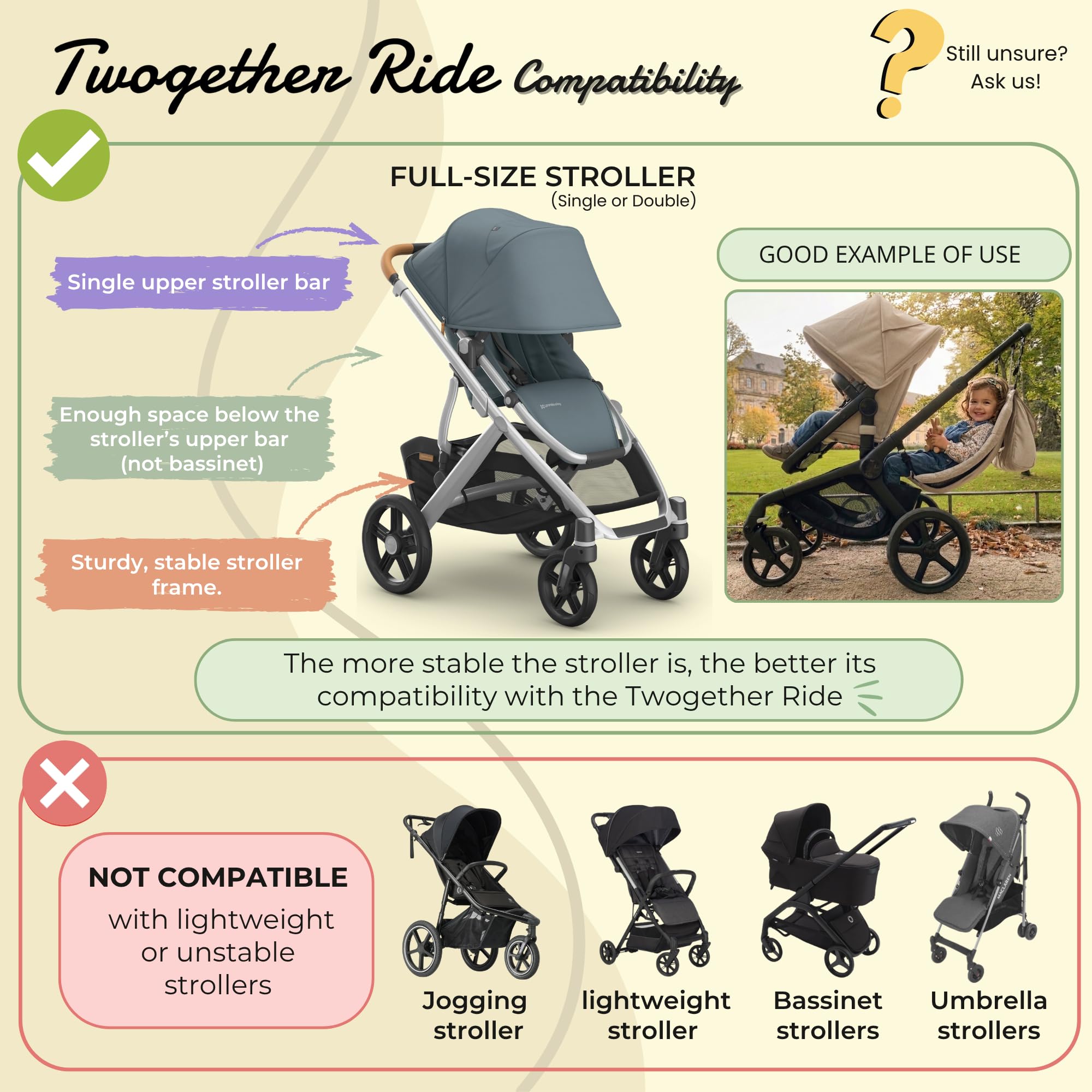 Hammock Seat Attachment. Alternative for Universal Stroller Board if You Need a Double Stroller for Infant and Toddler or Toddler Stroller 3-5 Year Old. Alternative for Stroller for Toddler : Baby