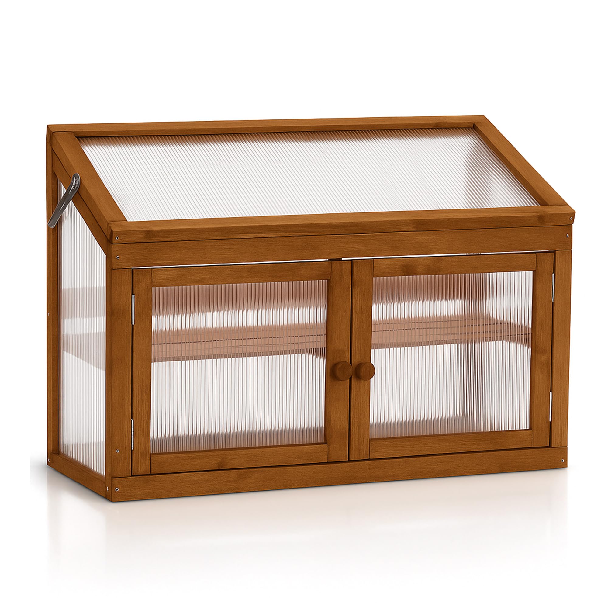 Frankystar Kinto - Mini Serre de Balcon Jardin 90x70x37 cm Porte Plantes pour Intérieur et Extérieur en Bois d'Épicéa et Polycarbonate