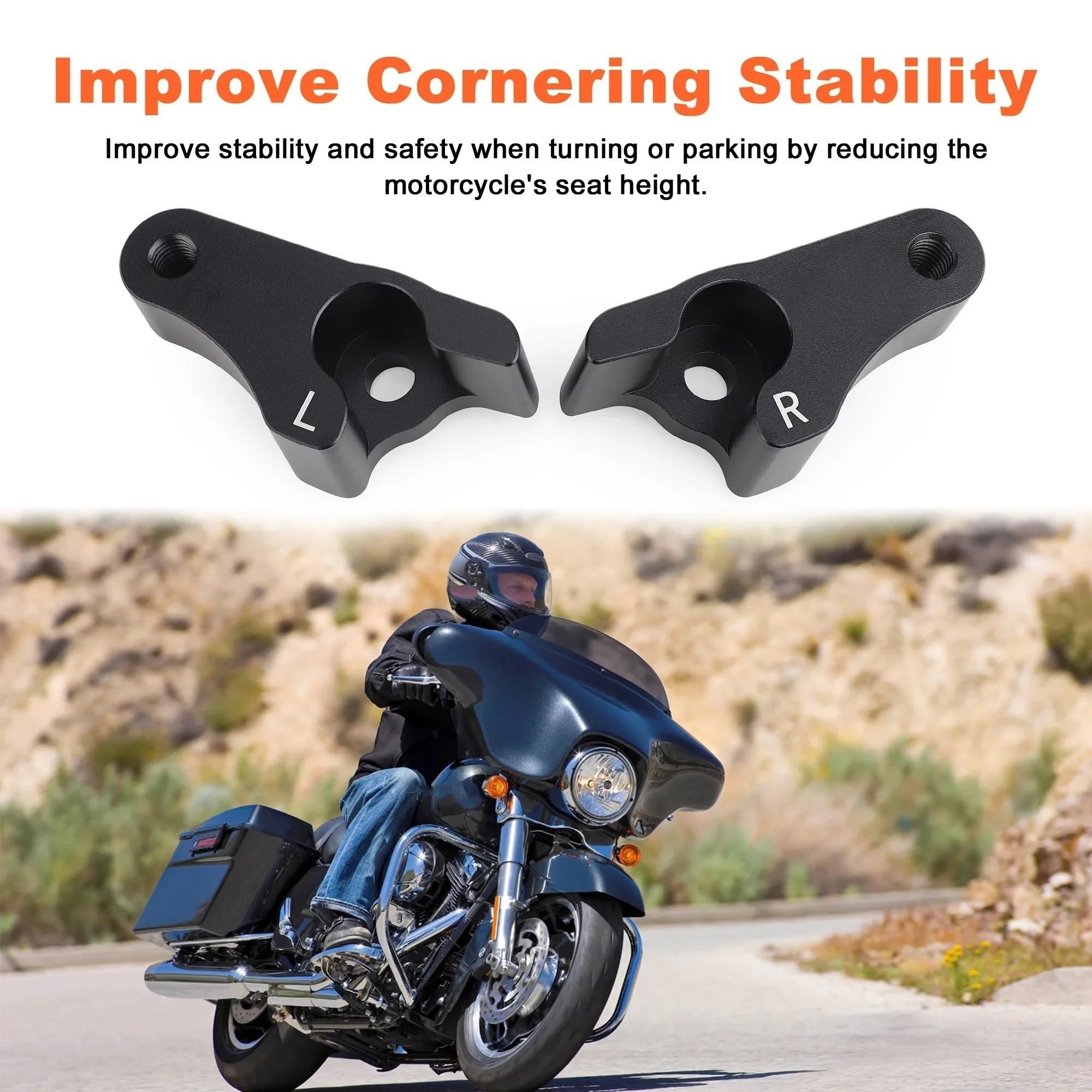 Amortiguador de suspensión de Carga Trasera para Touring 2002-2023 Bieletas de Descenso | Kit de enlace de descenso para motocicleta de 2 pulgadas