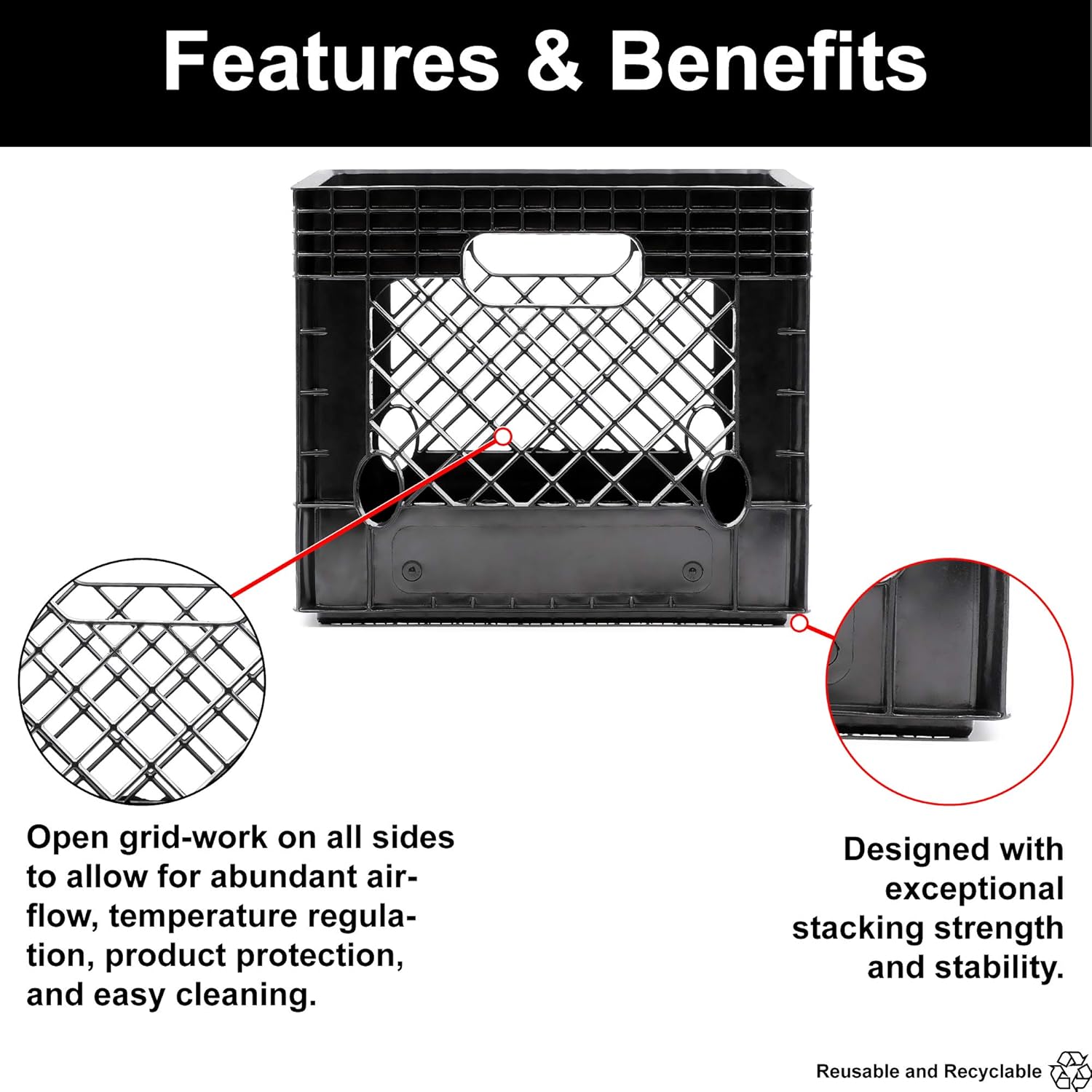 Jezero MC-16-S2 Multi-Purpose Milk Crate, Black, Square, 13" x 13" x 11" : Everything Else
