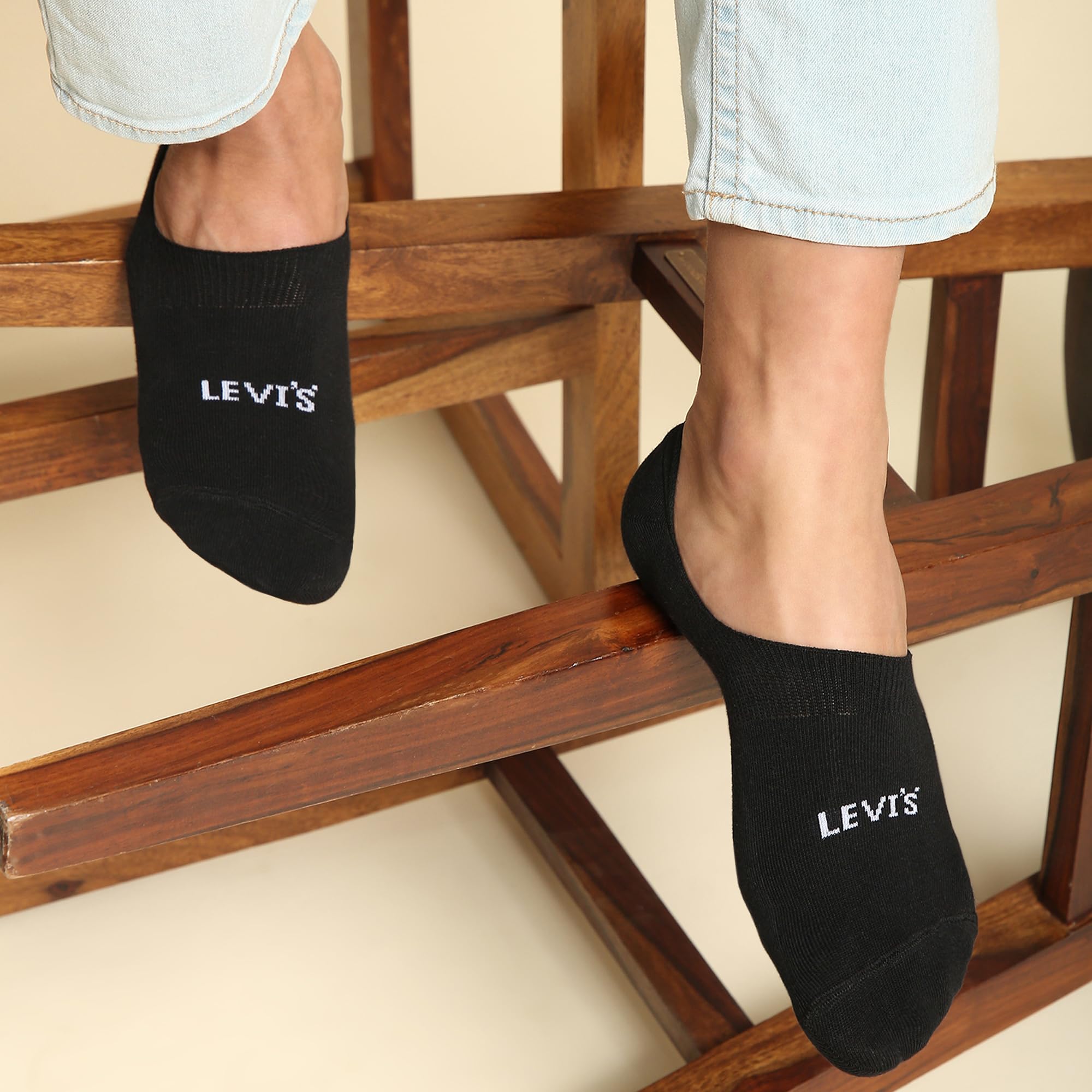 Levi's LS401 Men's Cotton Stretch No Show Non Terry Silicon Anti Slip Socks (Pack of 3)