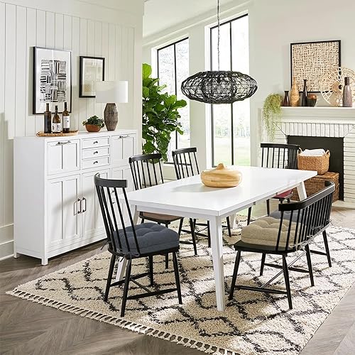 Miniatura 6 de baibu Juego de 8 cojines para silla de comedor, diseño de patente de doble capa, cojines de asiento antideslizantes con lazos, 16.5 x 16.5 x 3.5