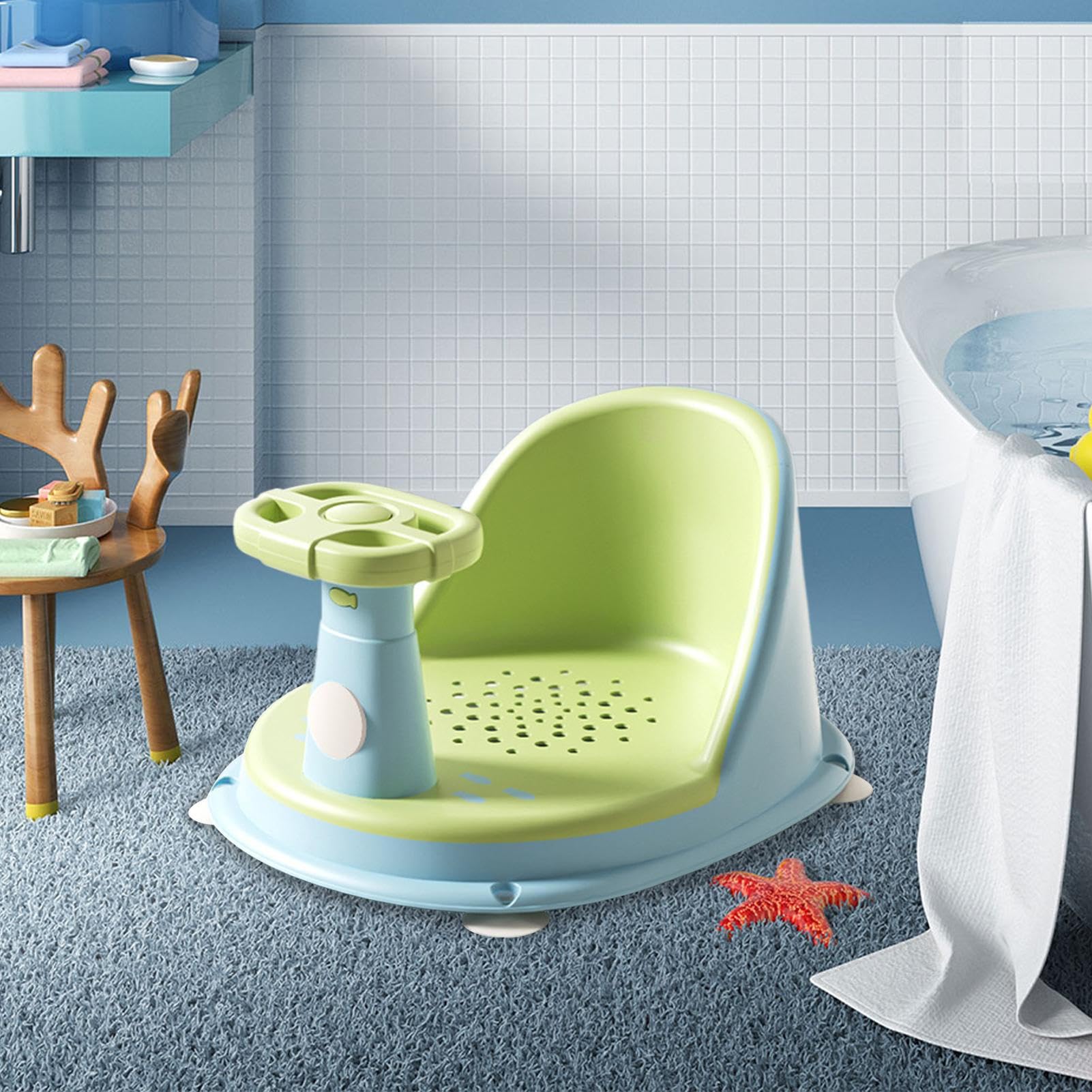 Stabile seggiolino da per bambini, comodo supporto per vasca, dispositivo per lavare i bambini da 10 pollici con struttura robusta, seggiolino da compatto con design portatile, vestibilità