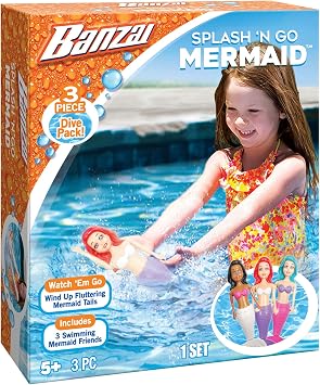 Banzai 3 Piece Splash 'N Go Mermaid Water/Pool Toy Dive Set