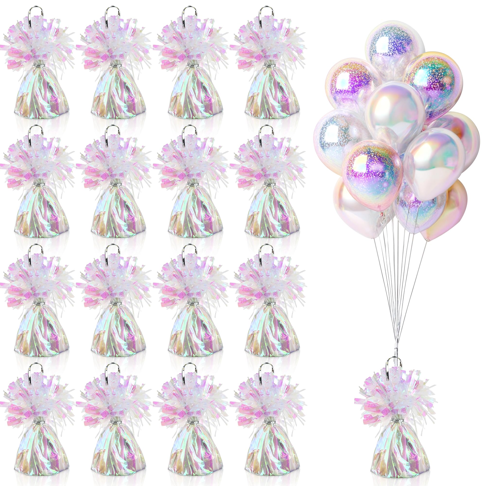 Photo 1 of 16 PCS Metallic Wrapped Balloon Weights Opalescent Heavy Balloon Weight for Balloons Birthday Party Table Centerpiece Decorations