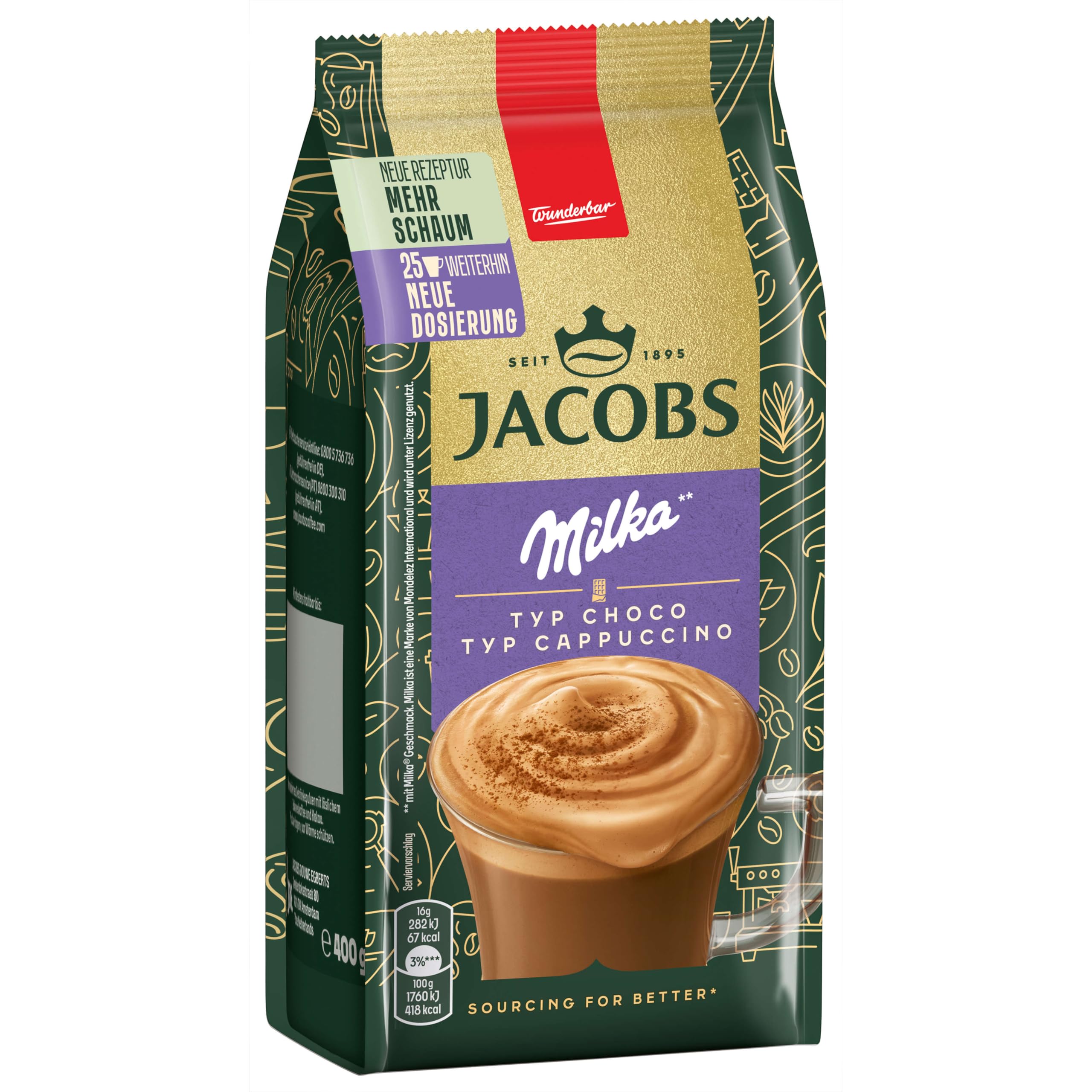 Jacobs Typ Choco Cappuccino mit Milka, 12er Pack (12 x 400 g)
