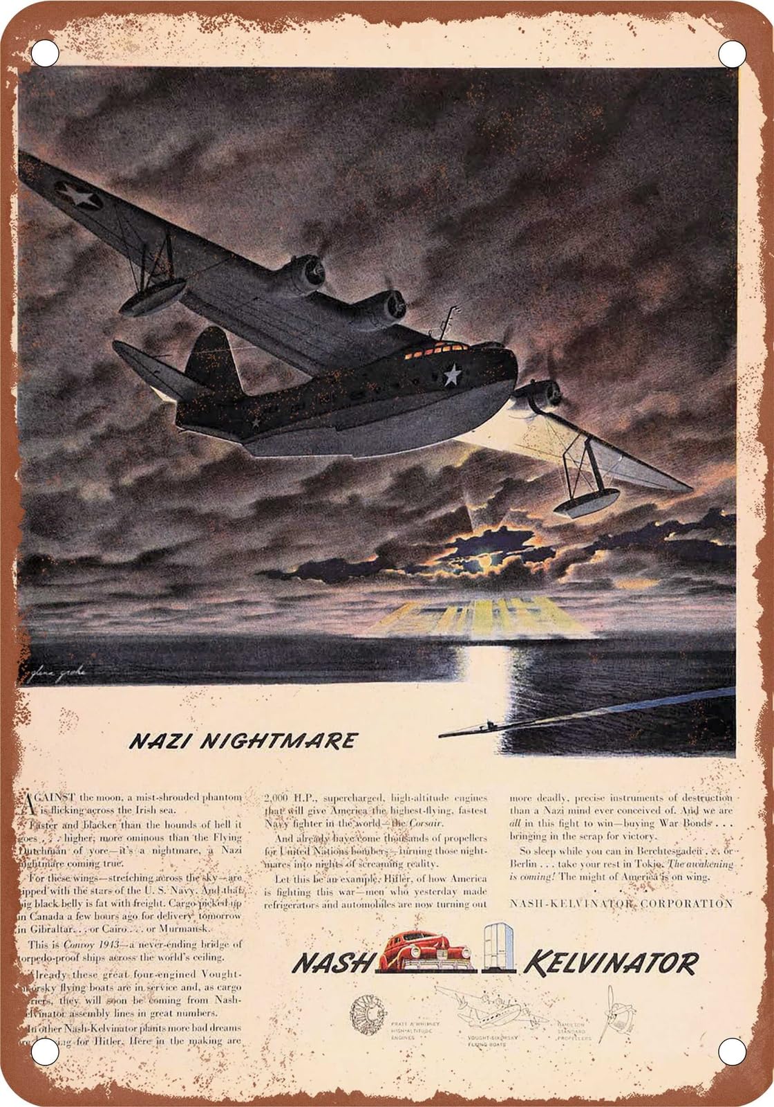 Miaomansenstore Metal Sign - 1942-45 Nash Vintage Ad 19 - Old Retro Rusty Look Home Decor