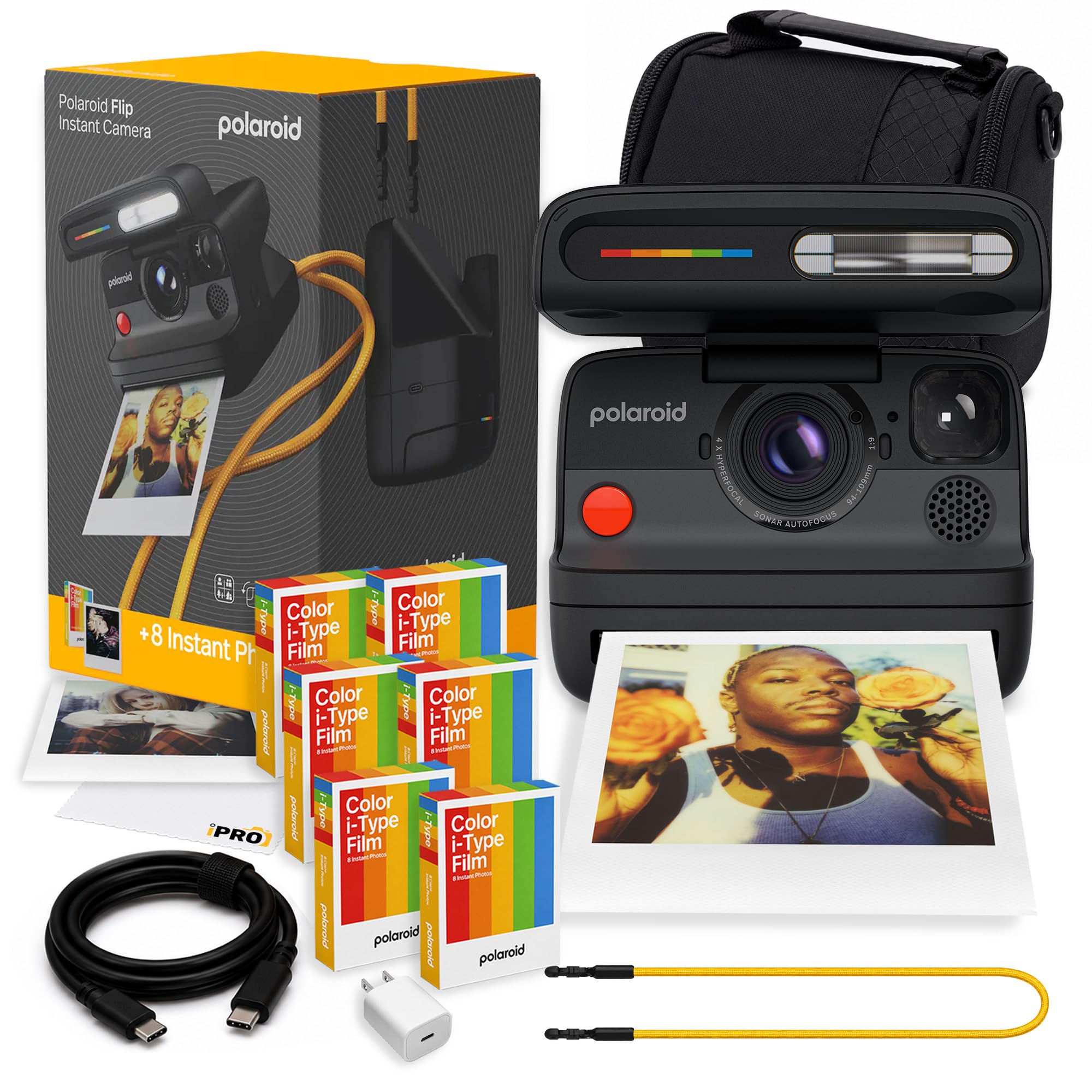 Polaroid Flip Instant Camera in Black + Film (48 Exposures) Value Bundle | Polaroid Camera with Film, Sonar Autofocus, 4-Lens System, Ideal for Travel, Parties & Instant Photography-picture-19