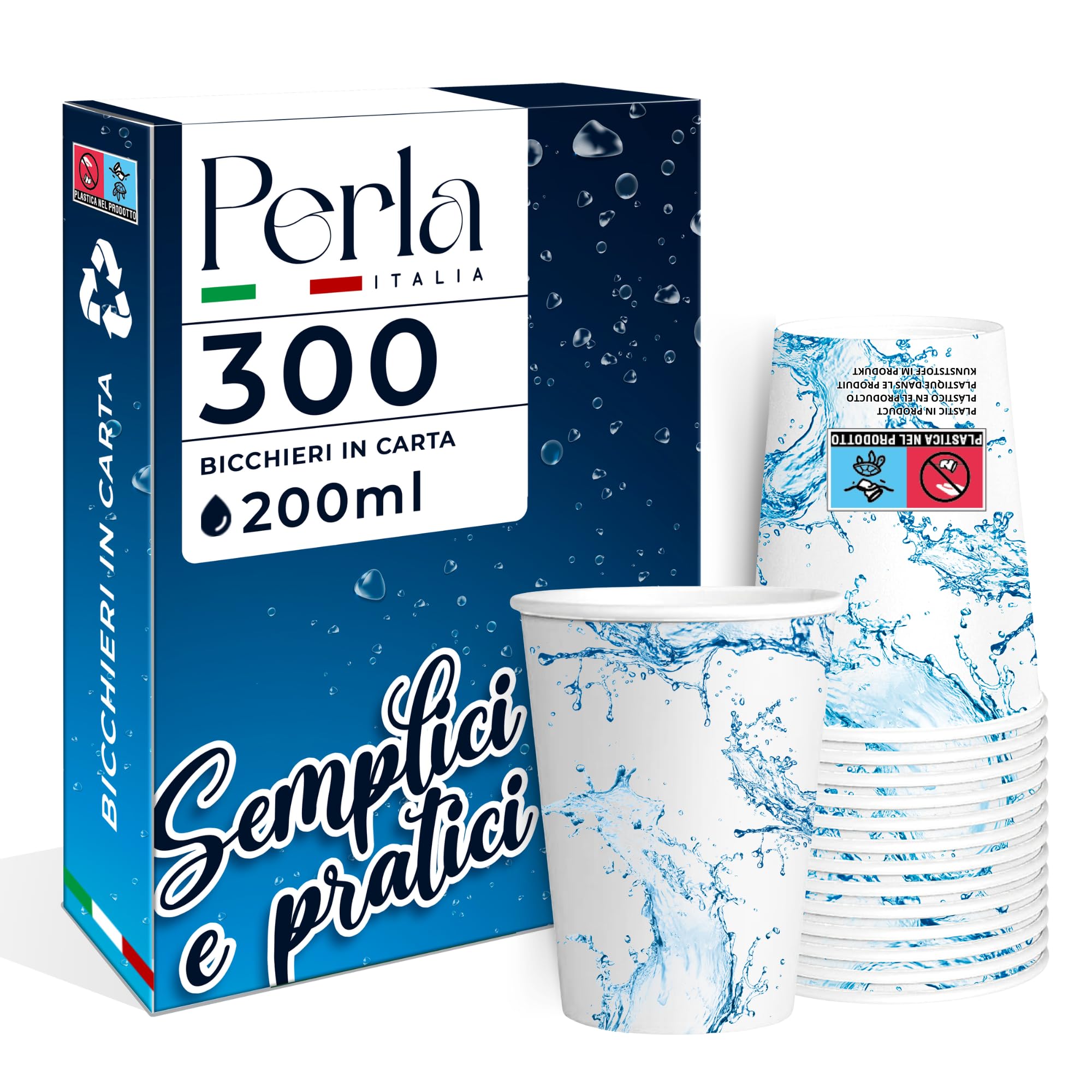 Bicchieri Di Carta 200 Ml Monouso Me Cup - Design Floreale Colorato, 100 Pezzi, Biodegradabili E Plastic Free, Made In Italy