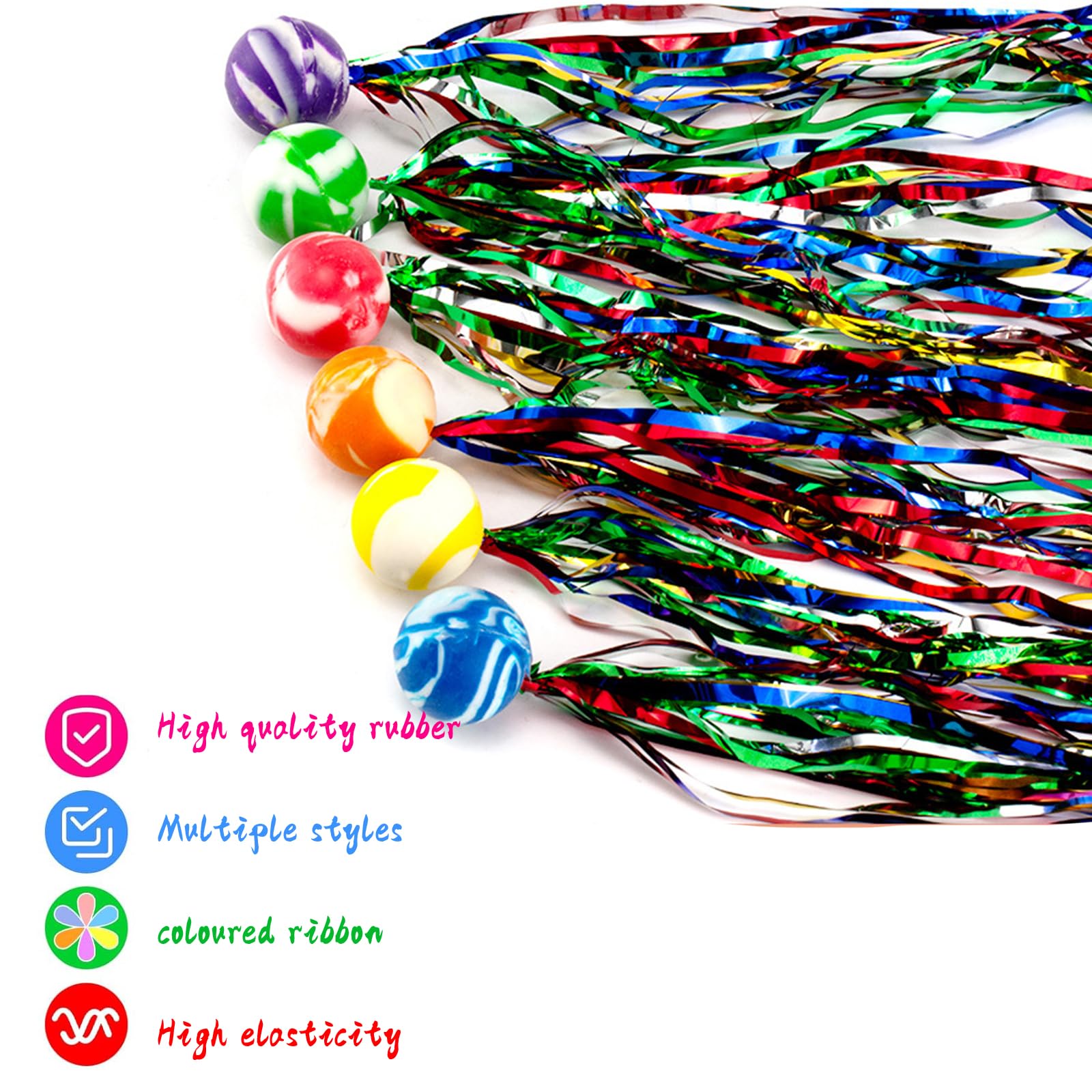 60 Pièces Balles Rebondissantes Enfant Avec Rubans Colorés - 25 Mm - Idéales Pour Pochette Surprise, Fêtes Et Jeux Extérieurs