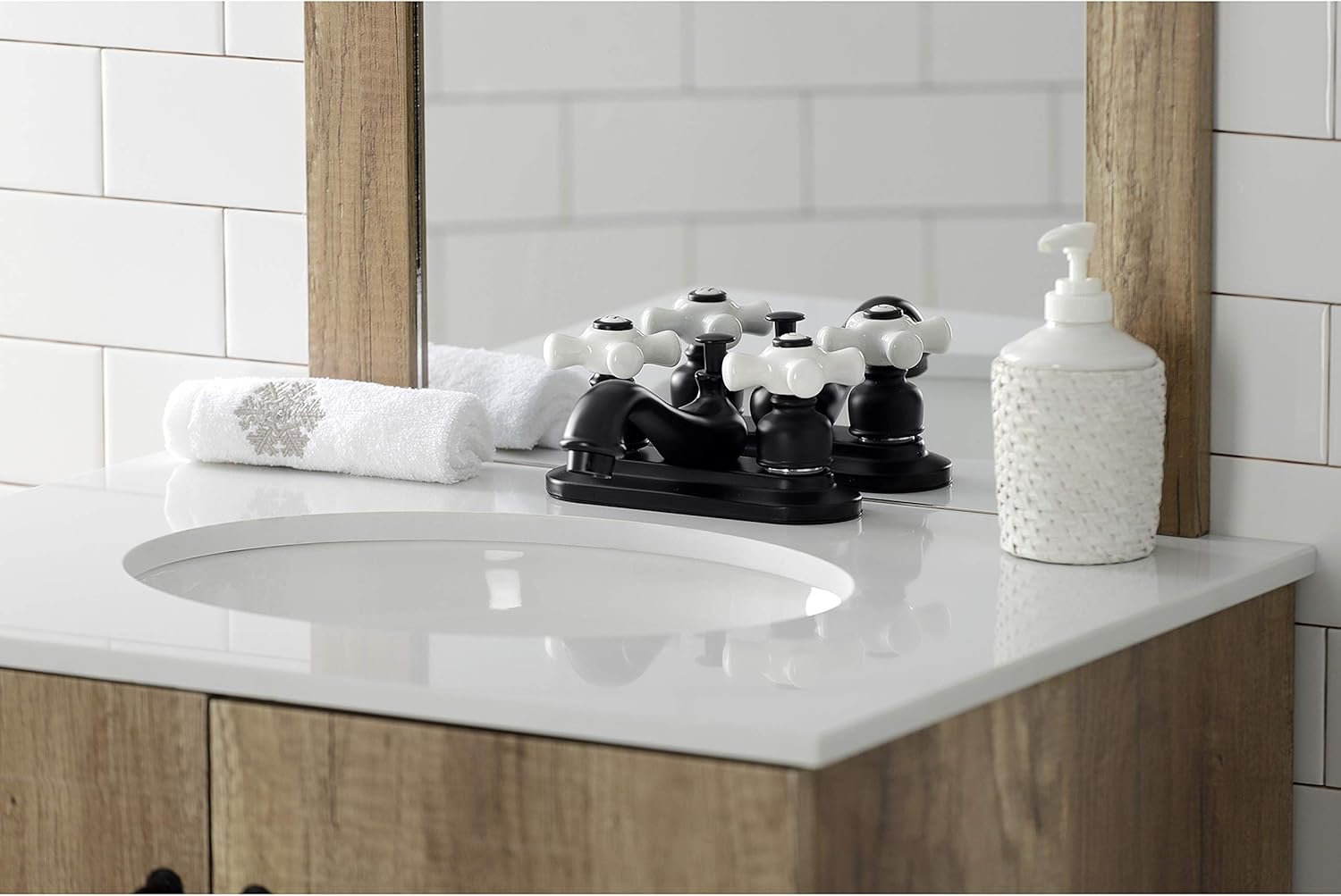 Kingston Brass KB600PX Restoration 4" Centerset Bathroom Faucet, Matte Black, 6.63 x 4.5 x 2.88