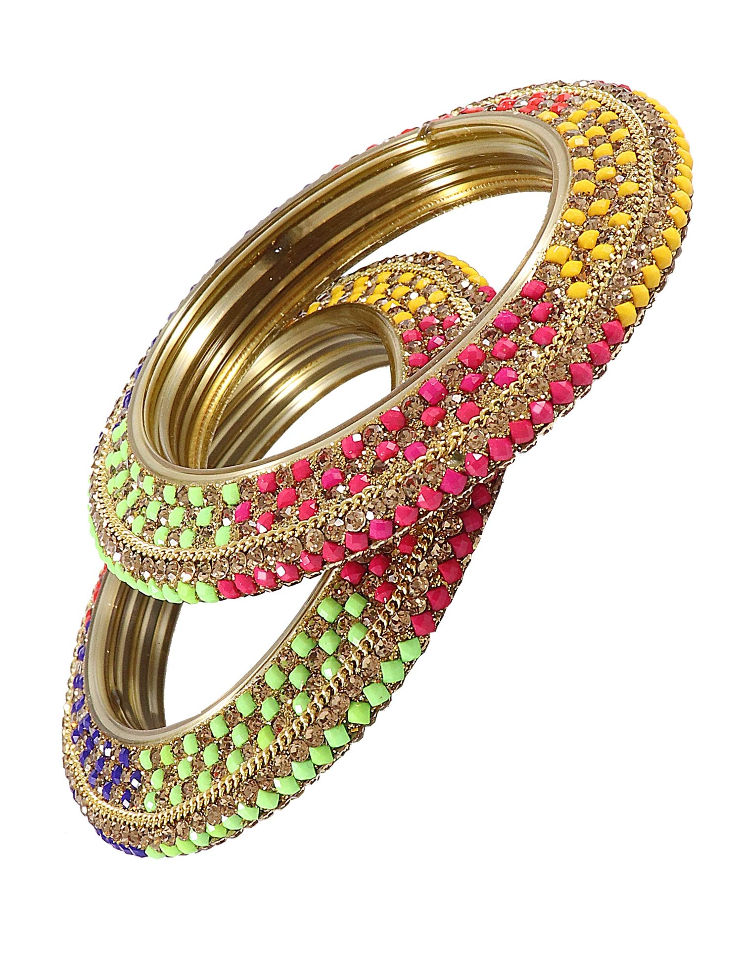 ZULKA Glass with Zircon Gemstone Or Beads Studded worked and Spread with Glitter Pattern Glossy Finished Kada Set For Women and Girls, (MultiColour_2.8 Inches), Pack Of 2 Kada Set (B07NGPF95W) Amazon Price History, Amazon Price Tracker