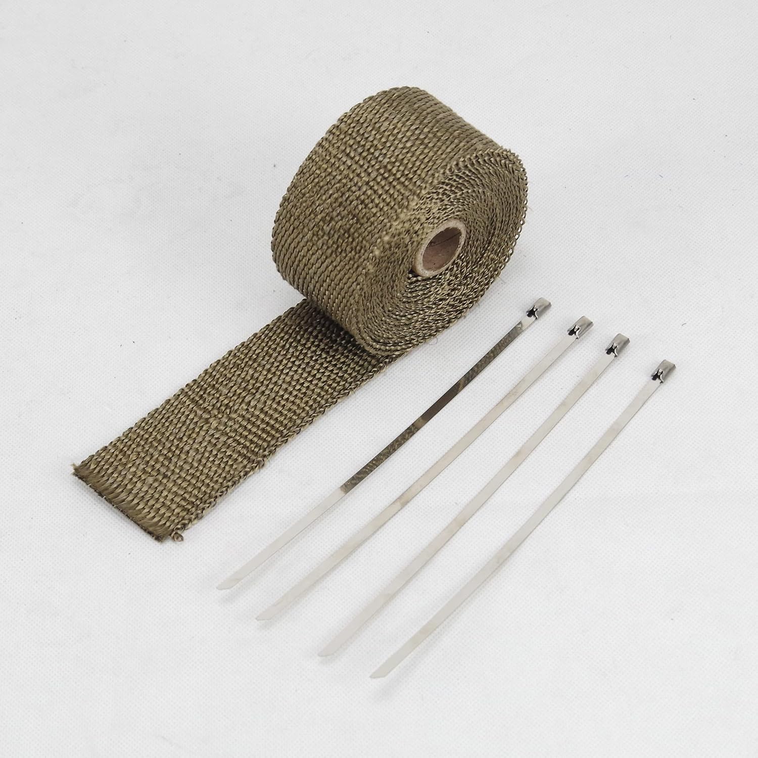 5M Roll Fiberglass Heat Shield Motorcycle Exhaust Thermal Tape Header Pipe Heat Wrap Tape Thermal Protection with Steel Ties(5M Purple)