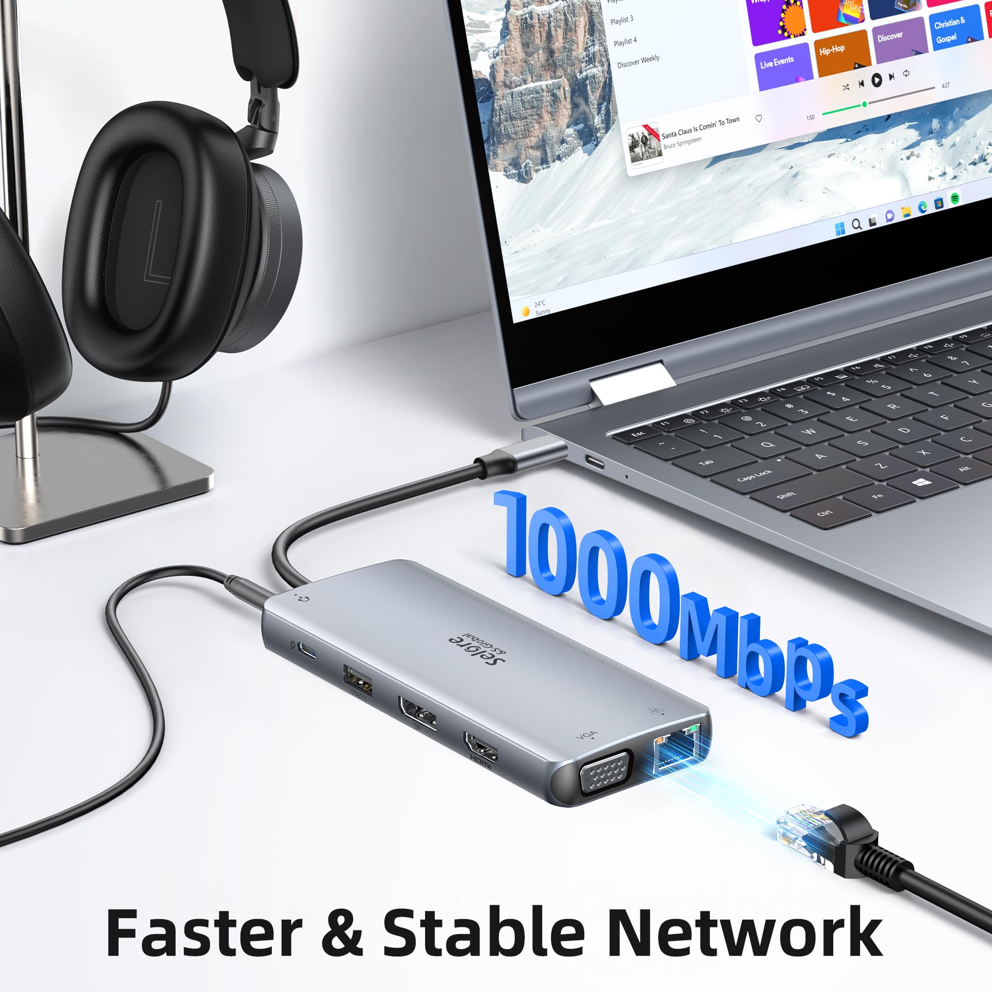 Snapklik.com : USB C Docking Station 3 Monitors